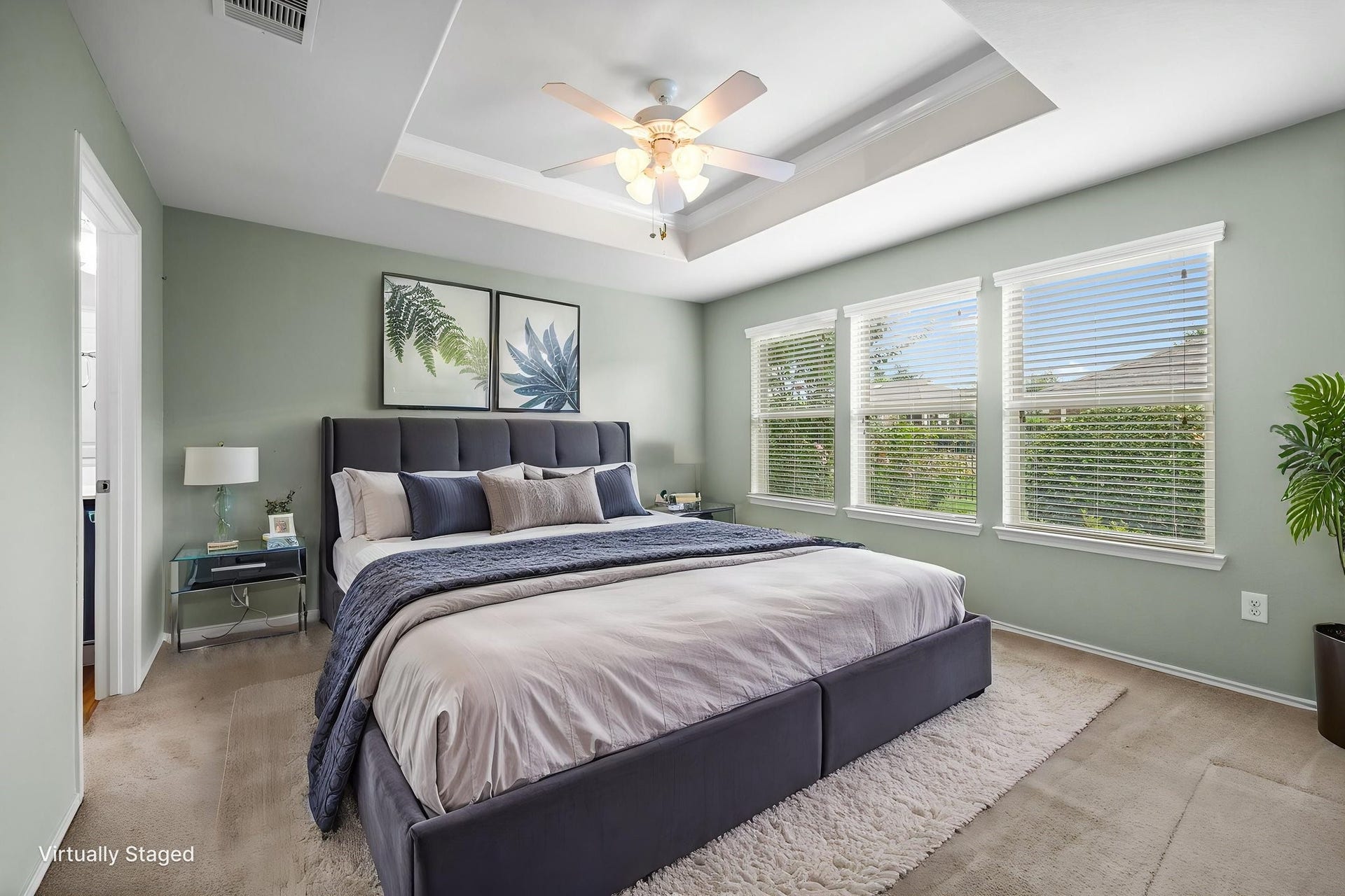 Virtually staged Primary Bedroom.