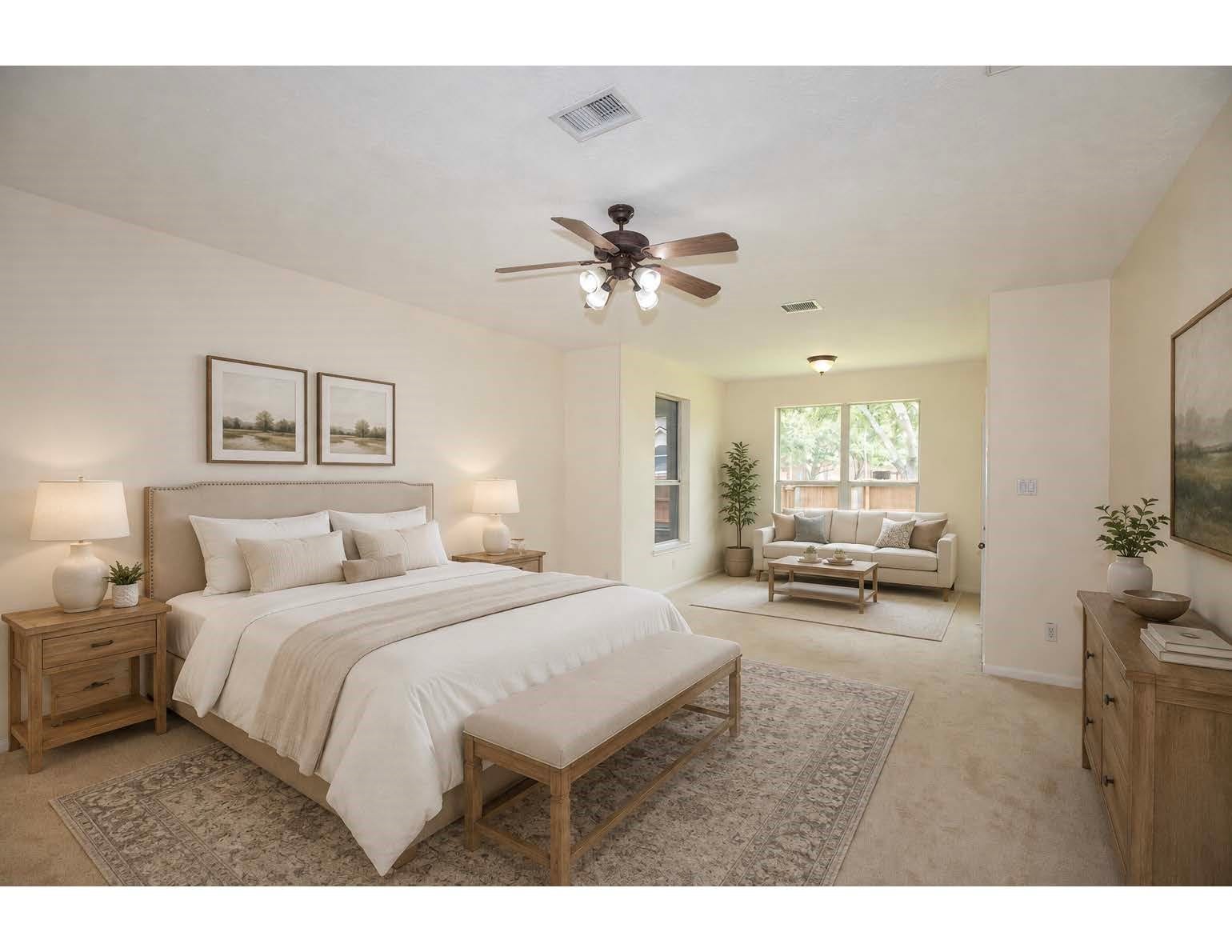 3612 Fir Hollow Way, Pearland, TX 77581 Staged primary suite with sitting area