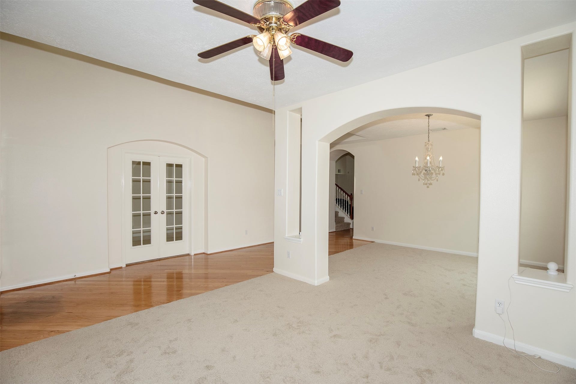 3612 Fir Hollow Way, Pearland, TX 77581 Private study featuring French doors provides an ideal space for working from home, managing household activities, or creating a quiet retreat.