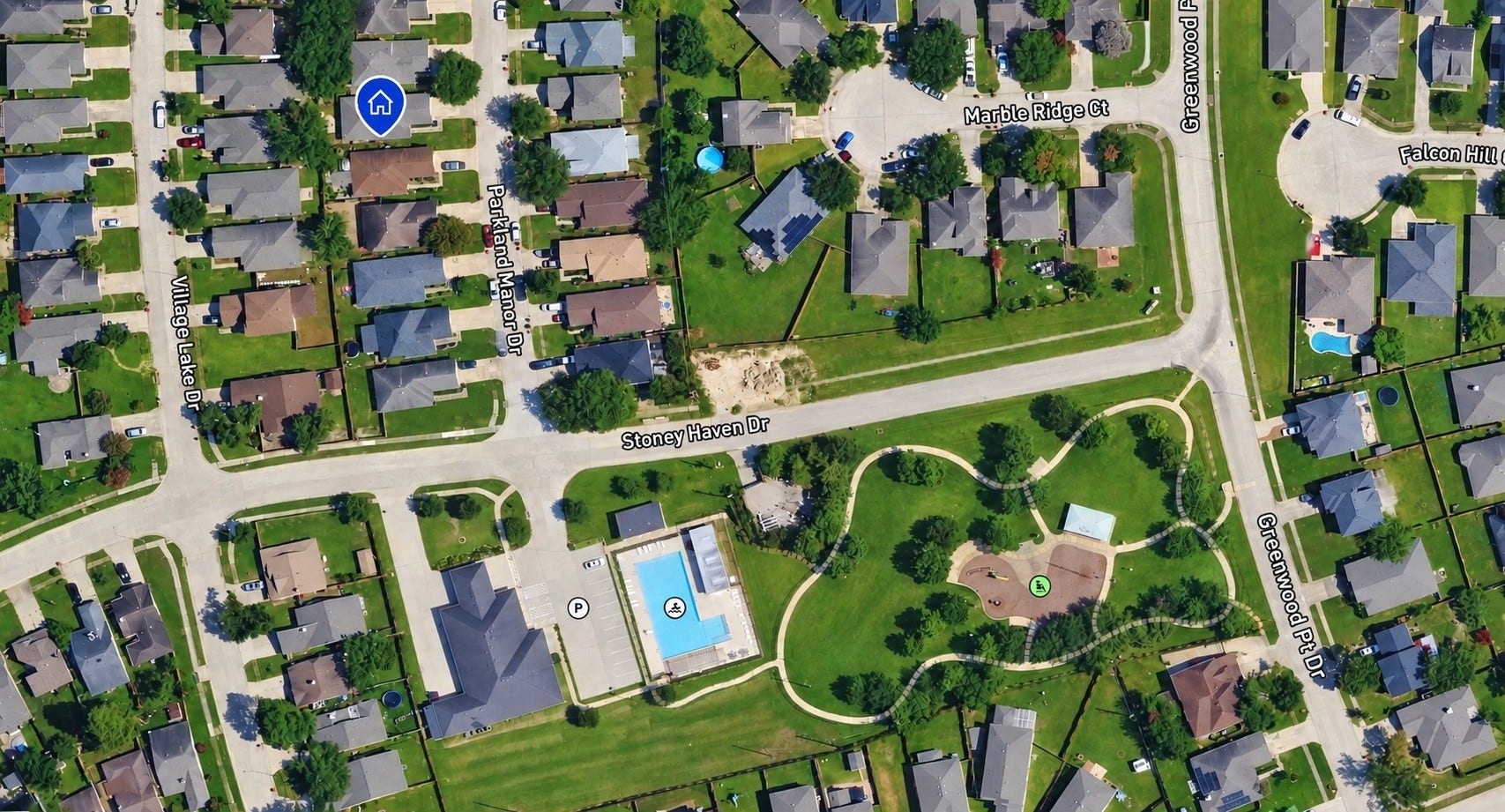7323 Parkland Manor Drive, Cypress, TX 77433 Aerial View | Home Just Steps Away from the Community Pool, Park & Amenities!