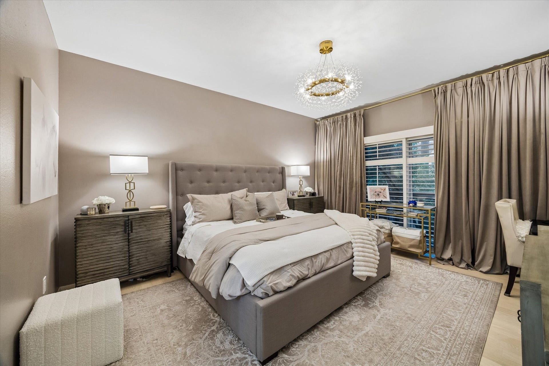 Elegant, serene, relaxing primary bedroom