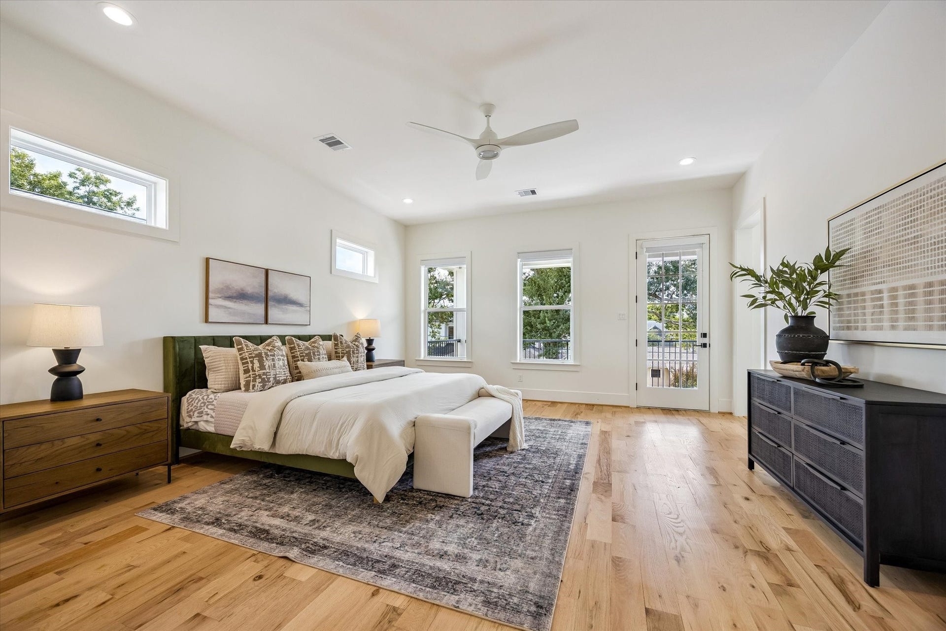 The spacious primary retreat offers a serene escape, thoughtfully designed for comfort, relaxation and everyday luxury.