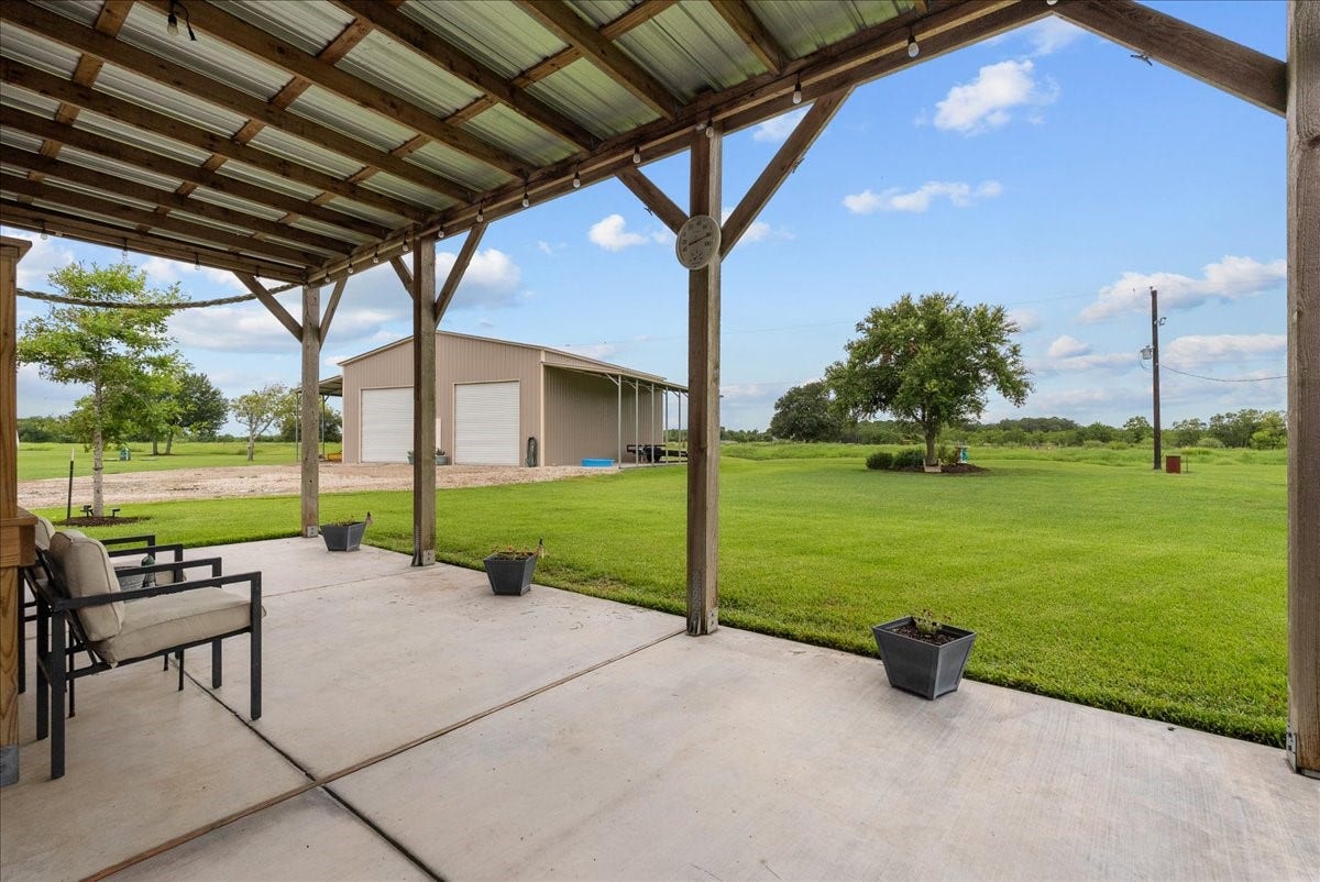 8710 Fm 646 Road S, Santa Fe, TX 77510 What a view of the backyard! The perfect spot with cover to enjoy your morning coffee, your favorite beverage, or relax with family and friends during gatherings