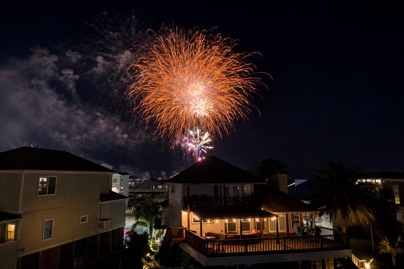 107 Bamaku Bend, Tiki Island, TX 77554 Invite family and friends to celebrate the Fourth from home with a front-row view of Tiki Island's annual fireworks display. No need to leave home!