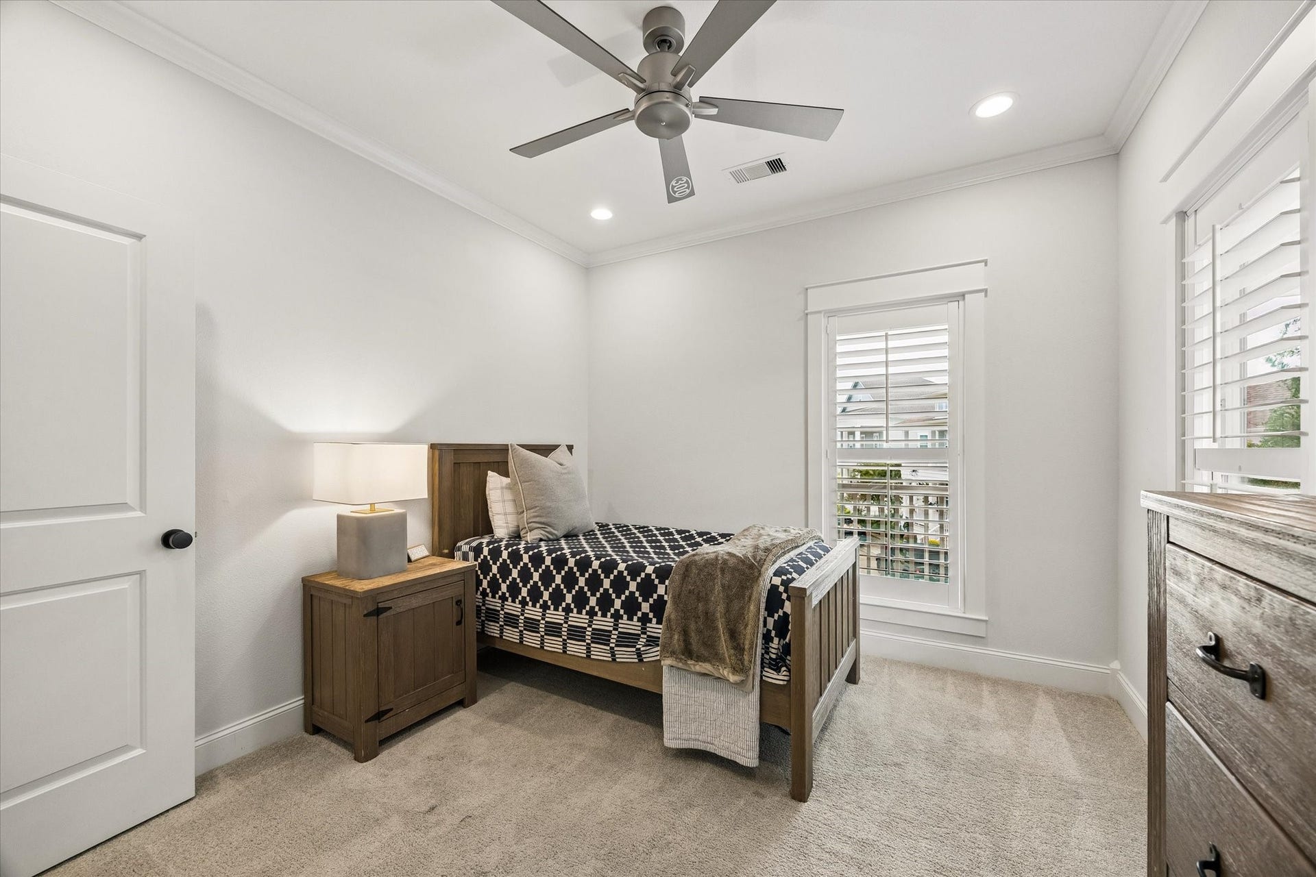 7 Curiosity Lane, Galveston, TX 77554 Fourth bedroom. Balcony views. built-in closets