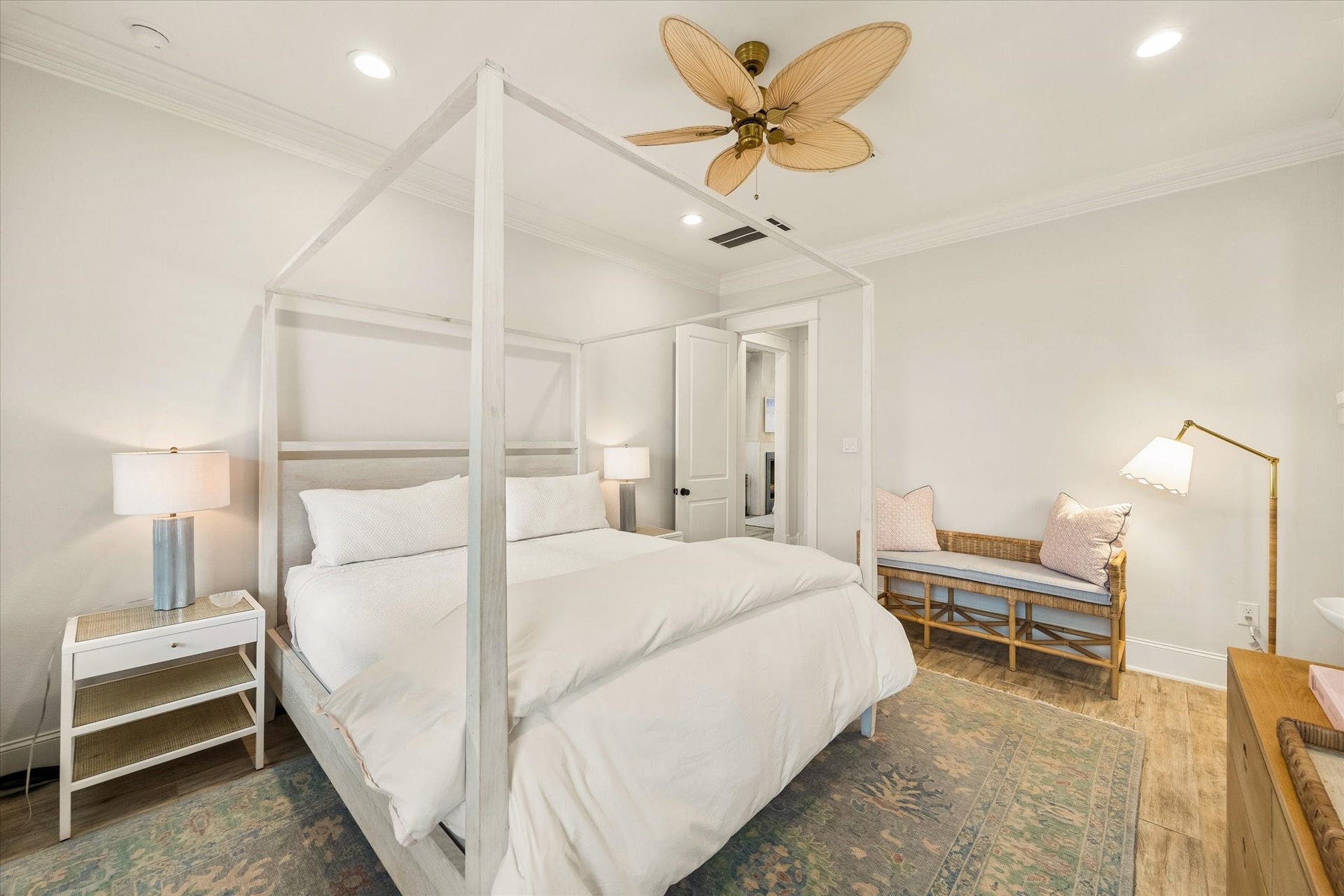 7 Curiosity Lane, Galveston, TX 77554 Primary suite is full of light. Plantation shutters can be drawn for relaxation