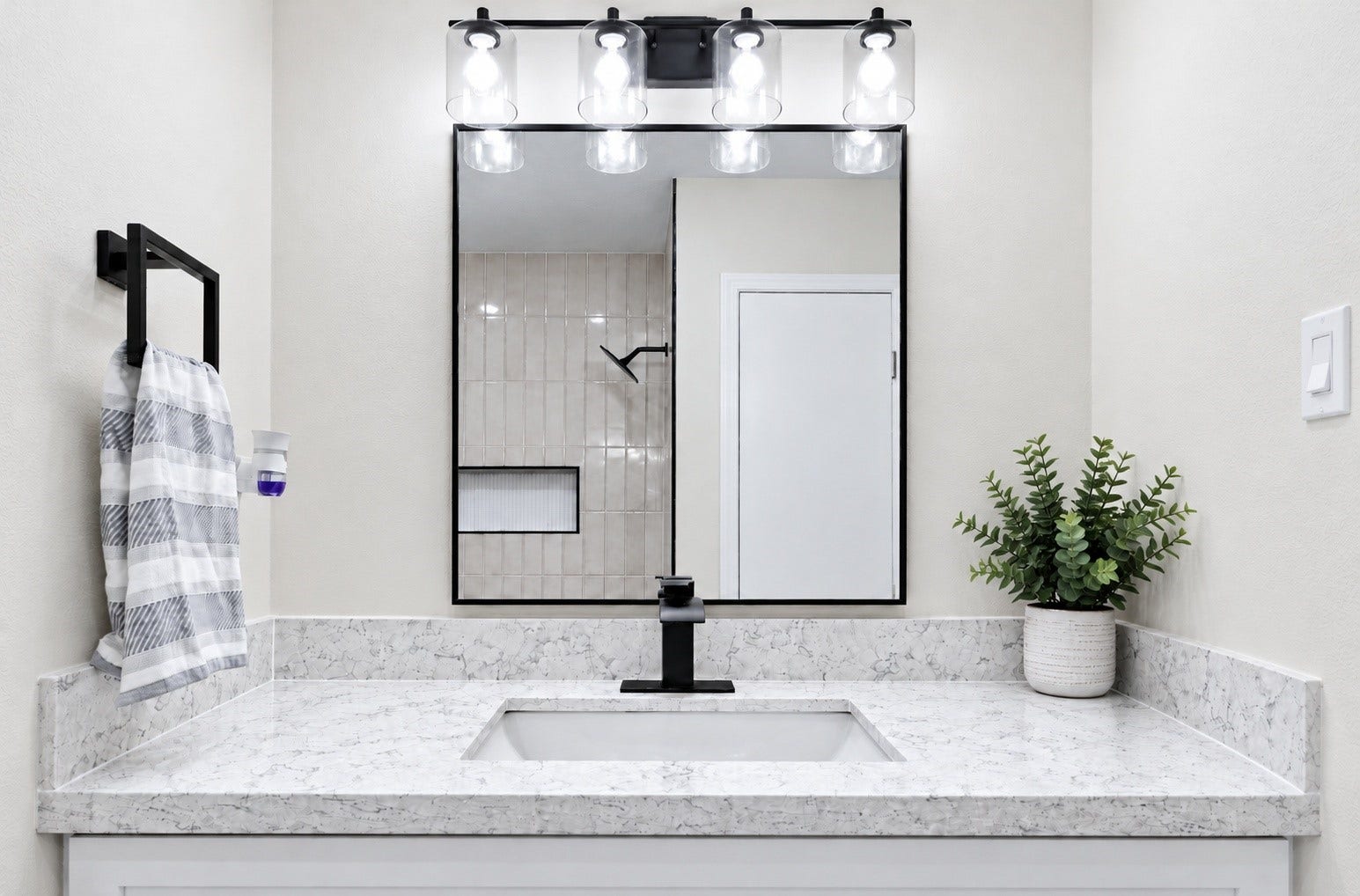 16714 Camber Court, Crosby, TX 77523 An angle of the vanity with quartz countertops!