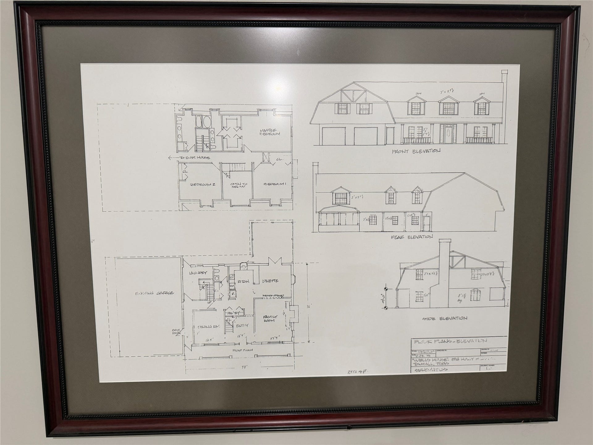 8714 Holly Hills Drive, Tomball, TX 77375 Framed architectural drawings showcasing the thoughtful design and layout of this custom build.