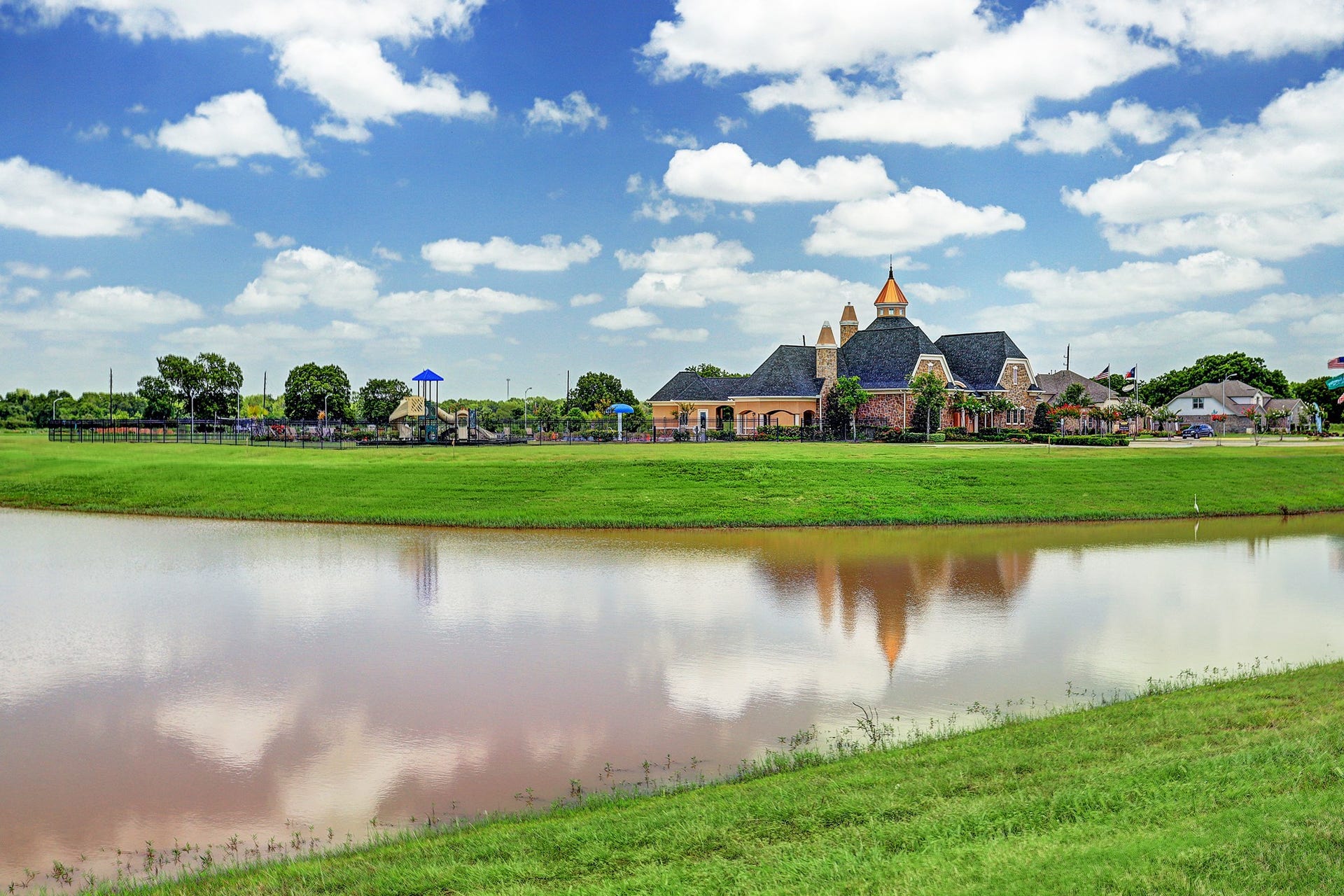 Scenic view of the community lake.