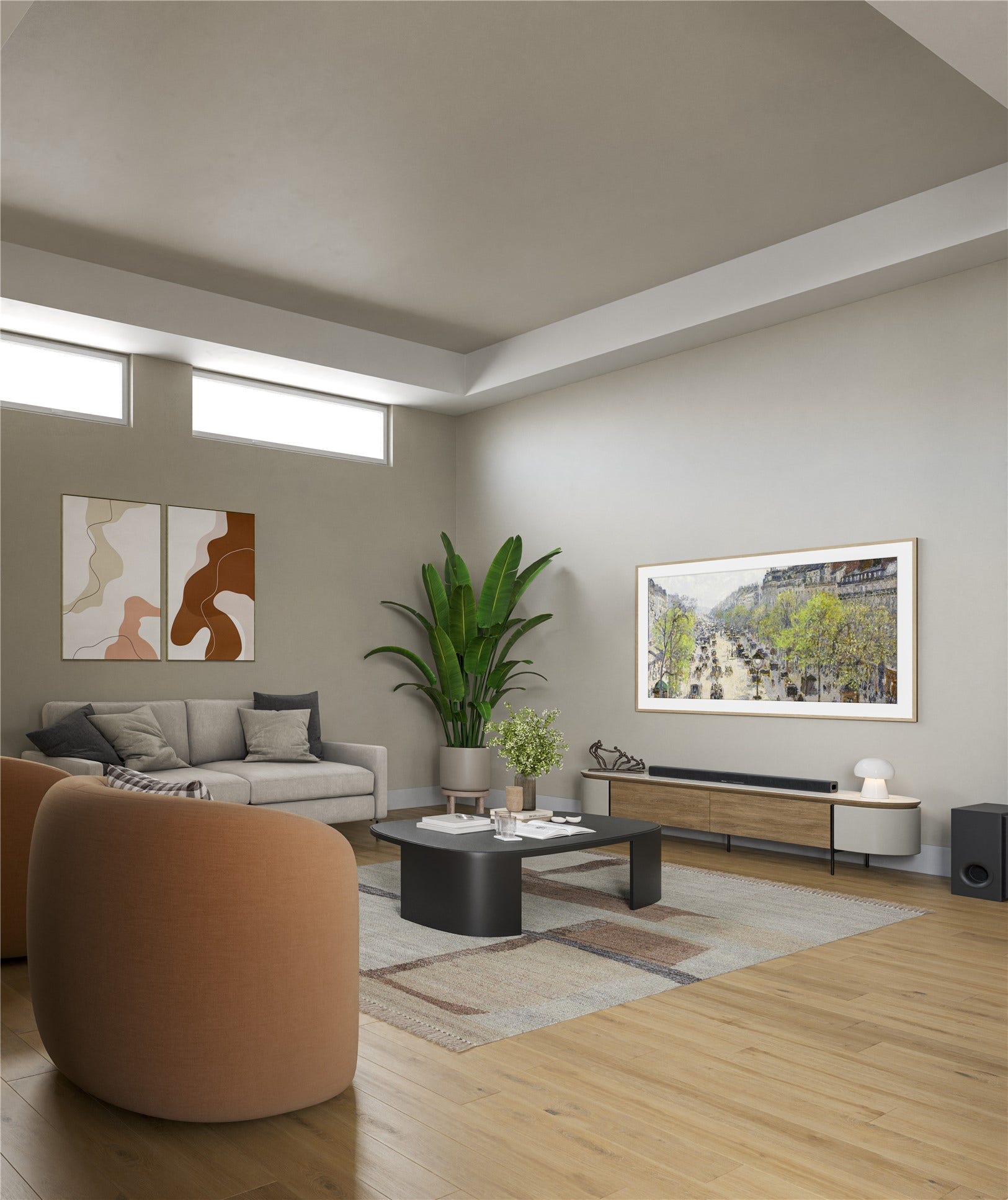 1822 W 23rd Street, Houston, TX 77008 Spacious open-concept living room featuring an electric fireplace, seamlessly flowing into the dining area, perfect for entertaining.