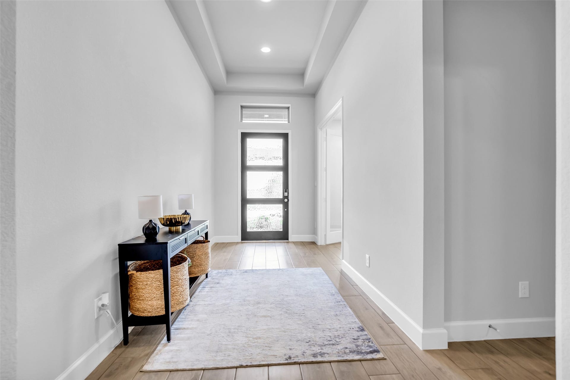 30047 Gold Finch Place, Fulshear, TX 77441 Your Signature, Perry Homes Entryway Ft. A High, Tray Ceiling & A Modern Front Door Allows For An Abundance of Natural Light.