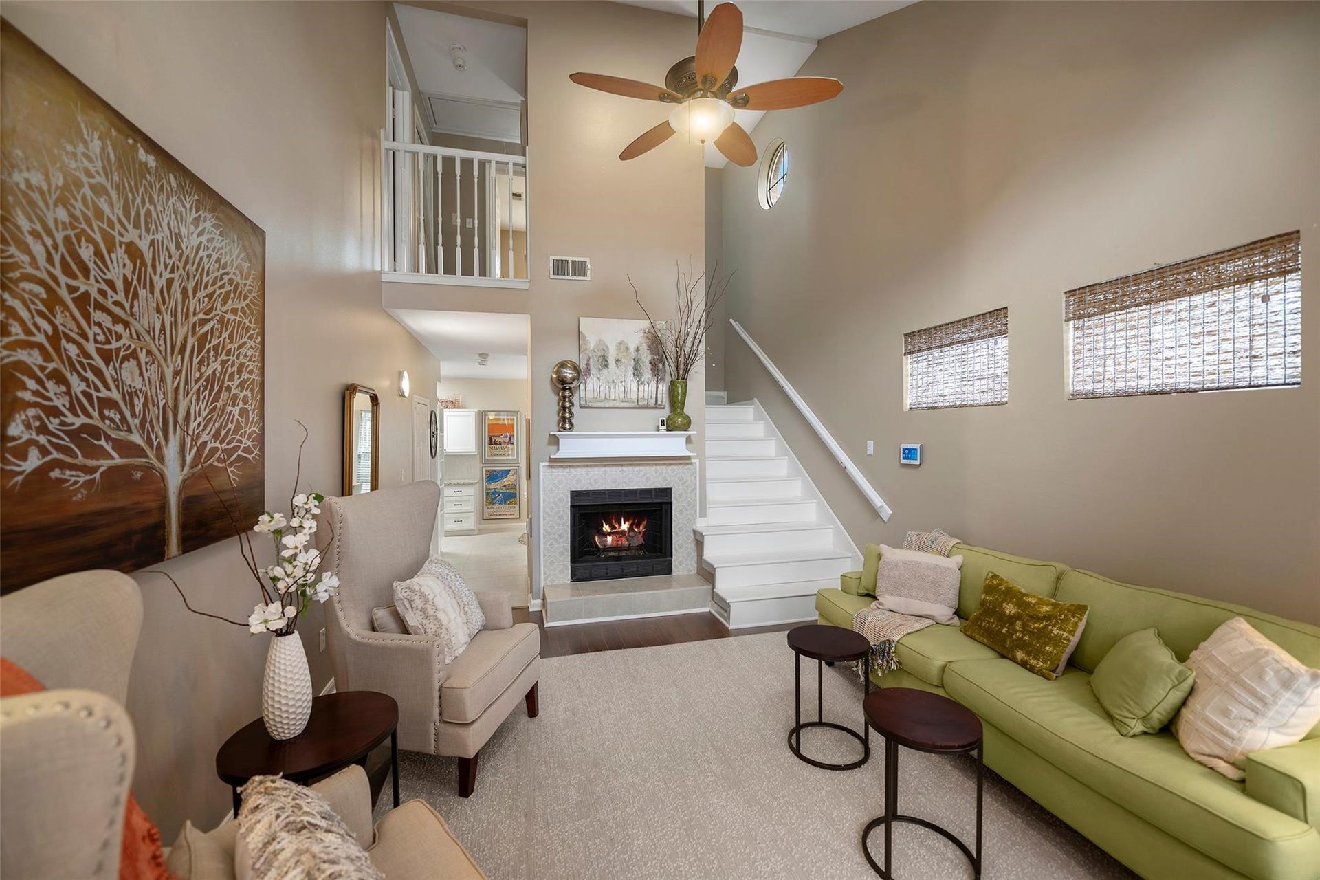 5515 Strack Road, #120, Houston, TX 77069 Living Room with Fireplace - staged photo