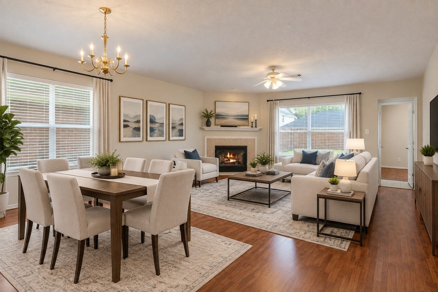 12115 Lucky Meadow Dr, Tomball, TX 77375 Virtually staged living/dining rooms