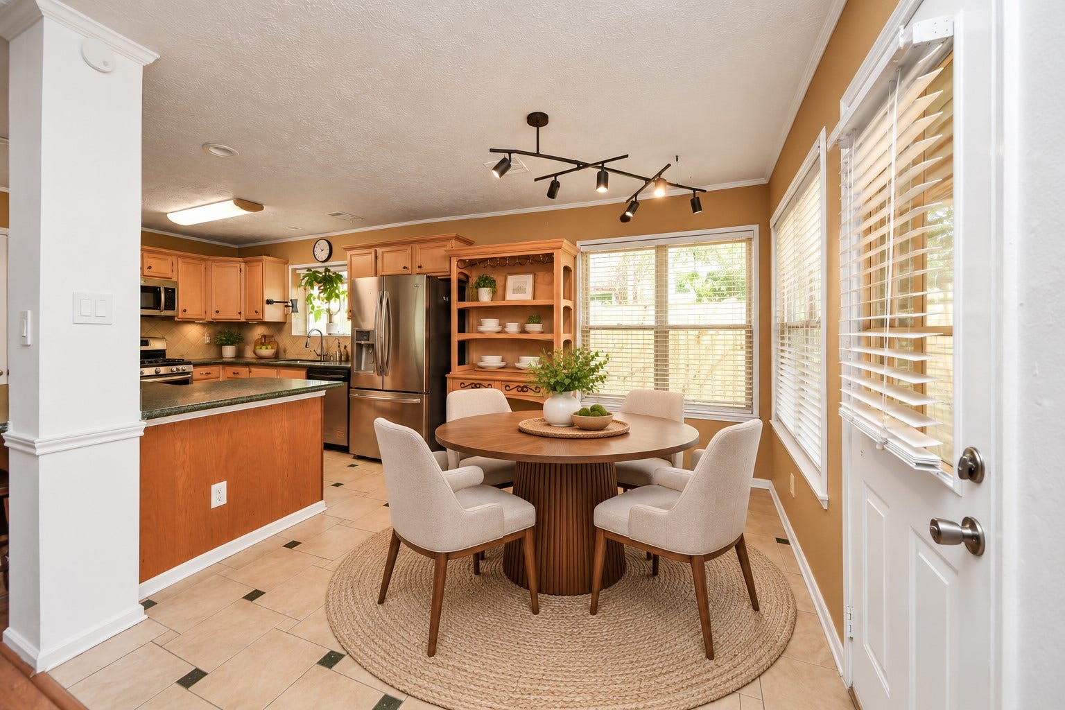 15007 Moss Boulder Court, Houston, TX 77084 Virtually staged breakfast area offering convenient access to the kitchen and nearby exterior door.