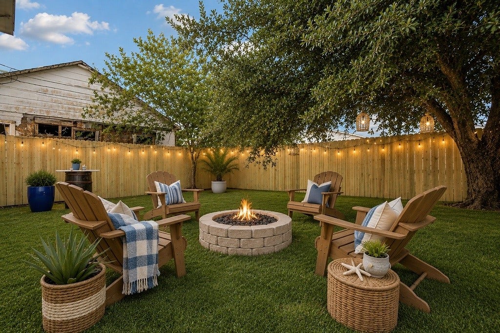 5306 Avenue M 1/2, Galveston, TX 77551 Virtual staged picture of the backyard