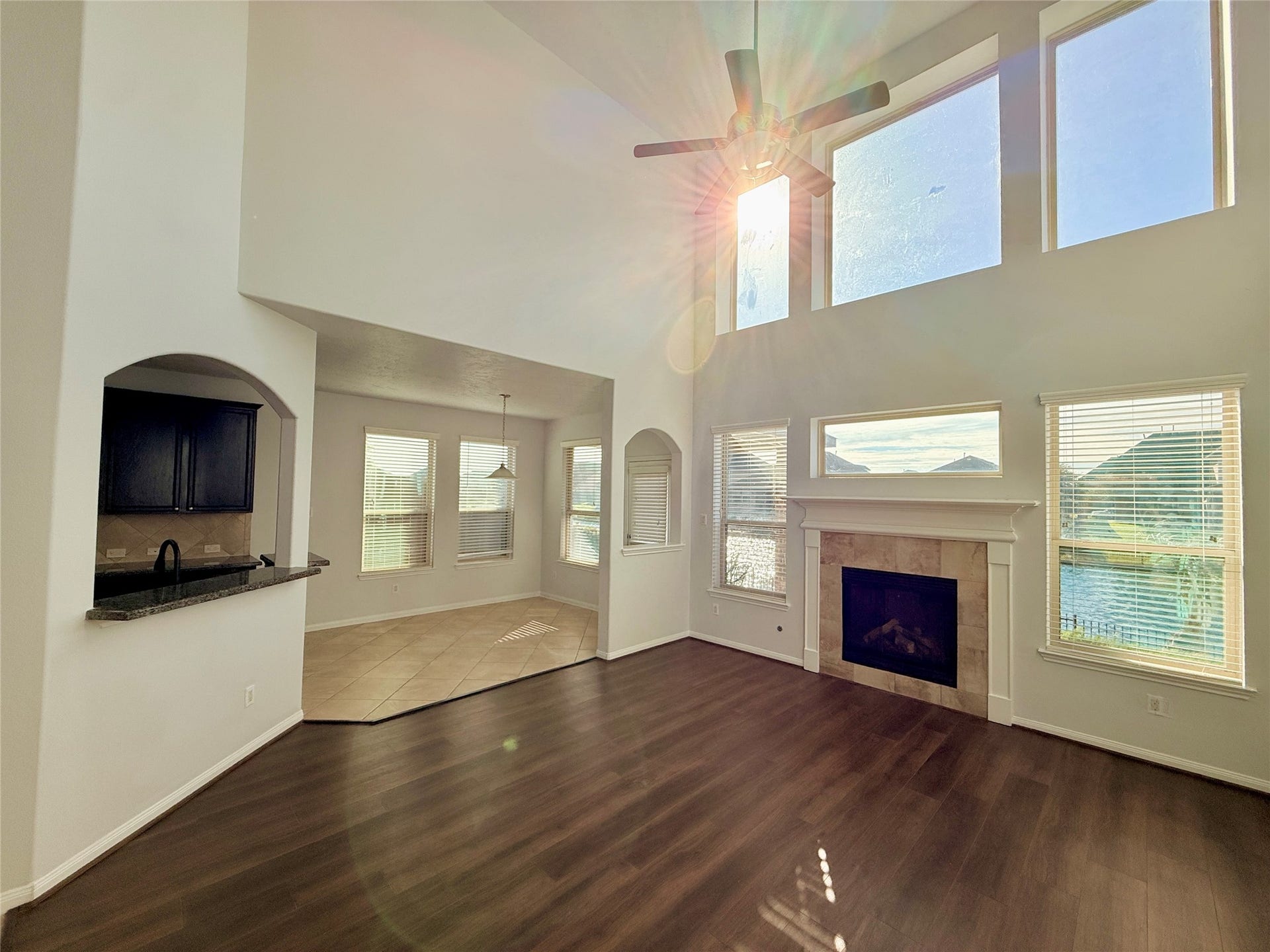 3951 Amalfi Shores Court, Missouri City, TX 77459 extra high ceilings, open living on the lake