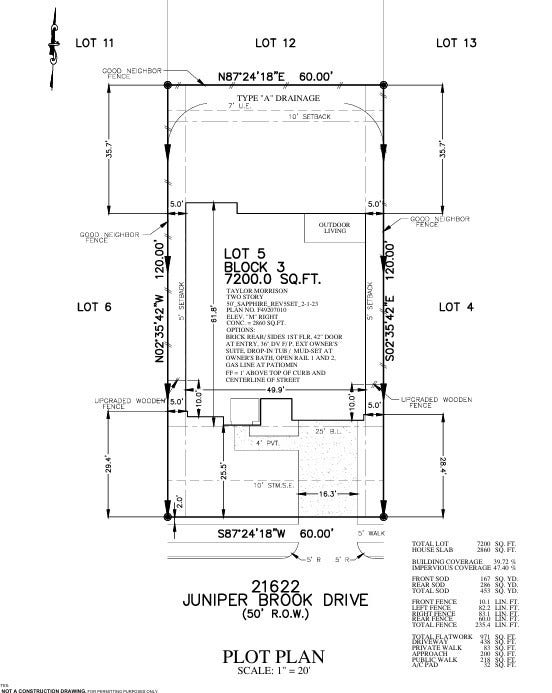 21622 Juniper Brook Drive Preliminary Plot Plan
