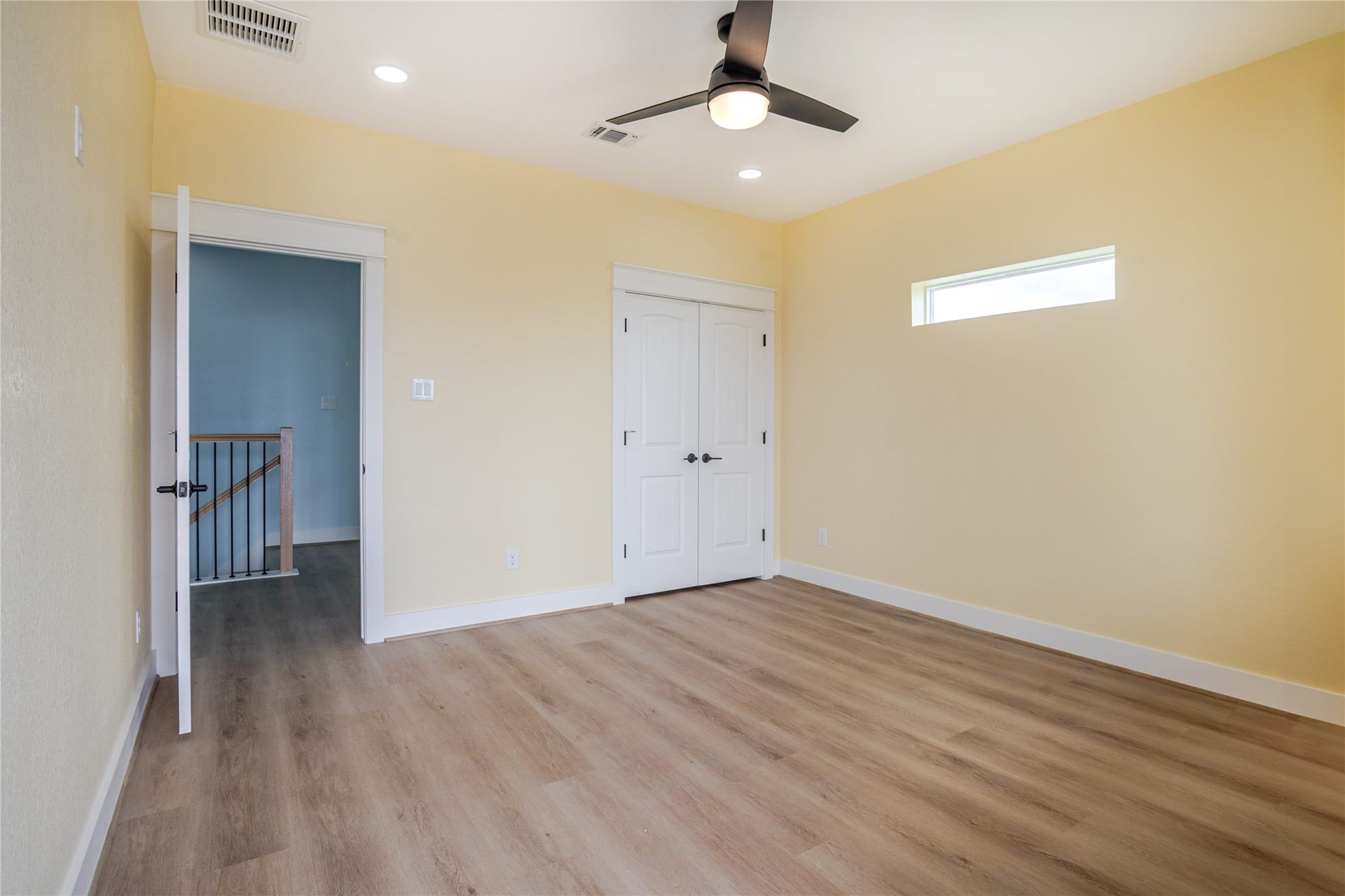 17518 Bristow Drive, Galveston, TX 77554 Beautiful flooring, private closet, modern ceiling fan and a great window for natural light.