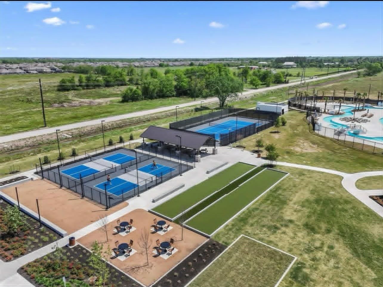 Tennis and volleyball courts.
