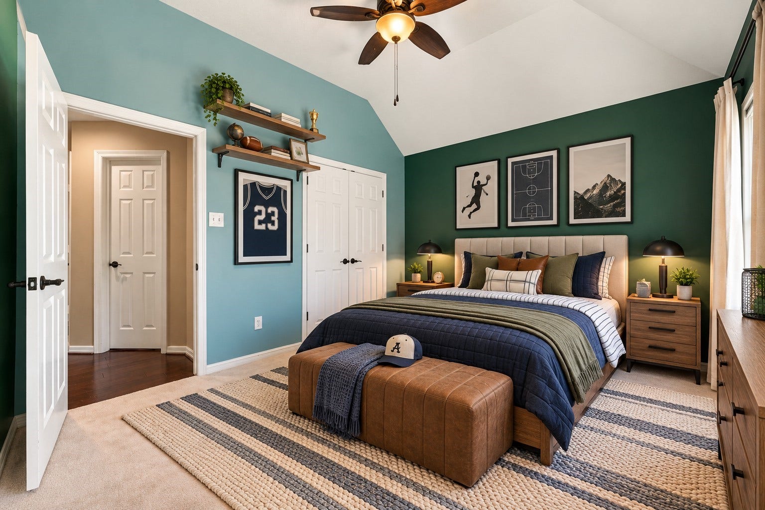 201 Lago Vista Street, League City, TX 77565 Upstairs, discover two additional bedrooms thoughtfully enhanced with virtual staging, offering versatility and style.