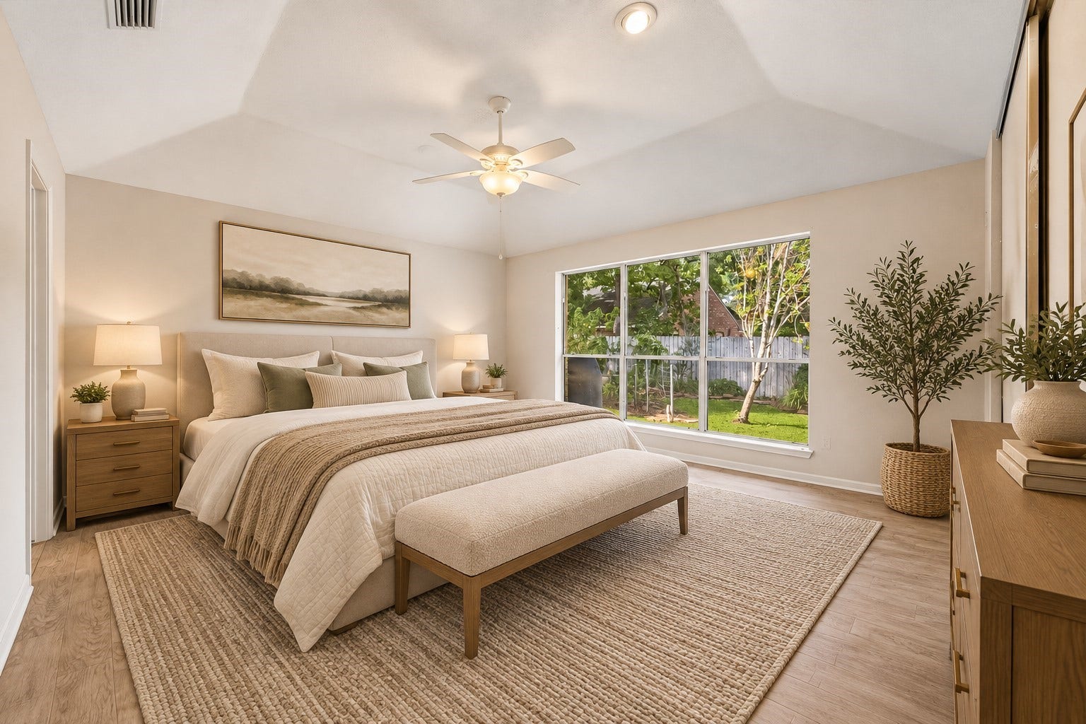 2716 Village Mills Drive, Pearland, TX 77584 Virtually staged primary bedroom.