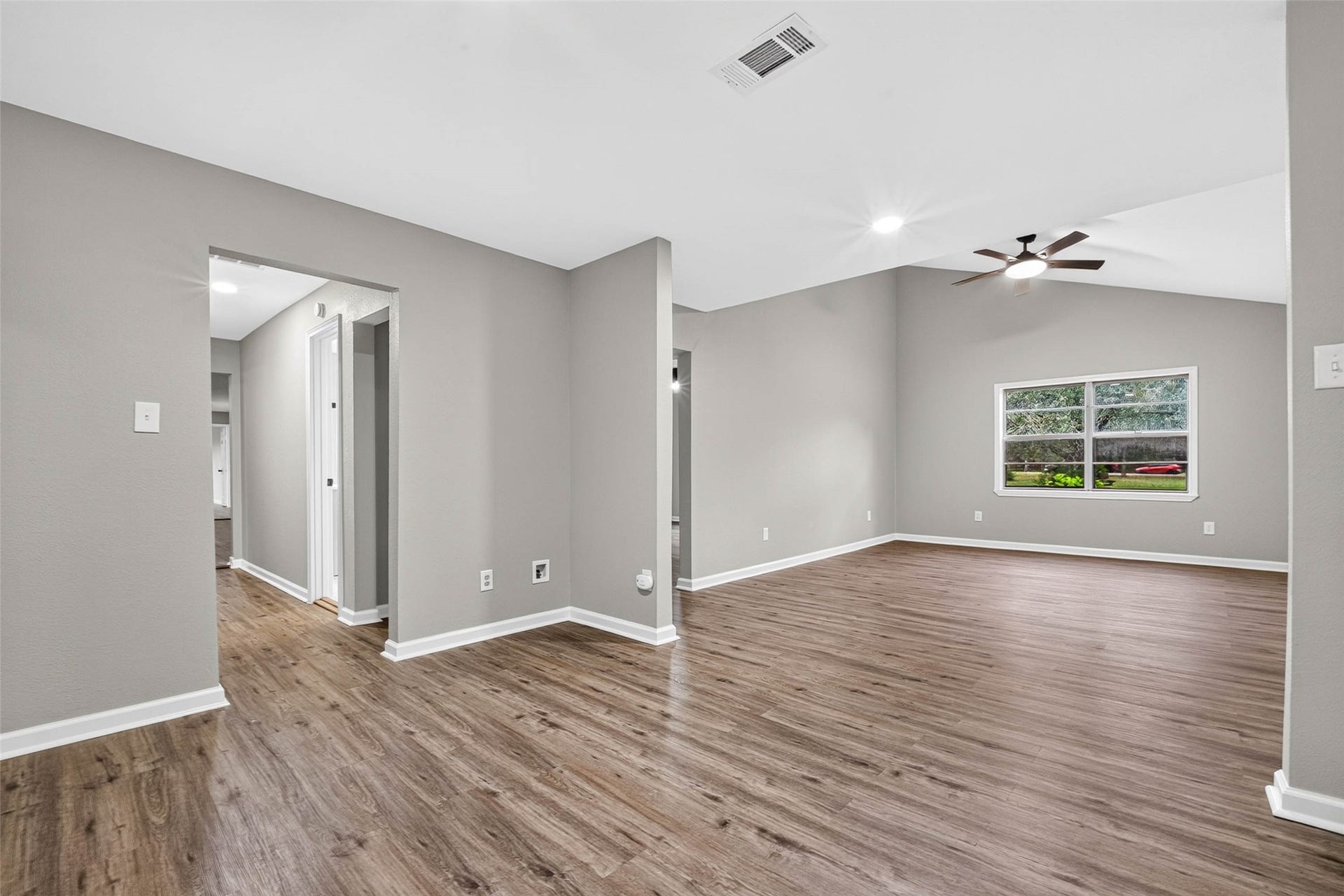 4701 Cherry Street, Santa Fe, TX 77517 View from the kitchen showing living room and hallway leading to the back of the home