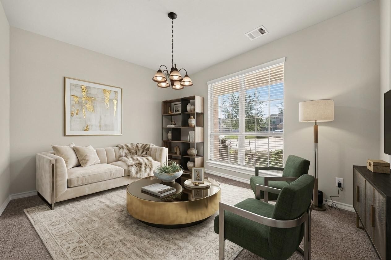 3658 Diamond Creek Drive, Missouri City, TX 77459 Virtually staged. Flexible front living space with abundant natural light and neutral finishes. Ideal for conversation, reading, or additional entertaining space.