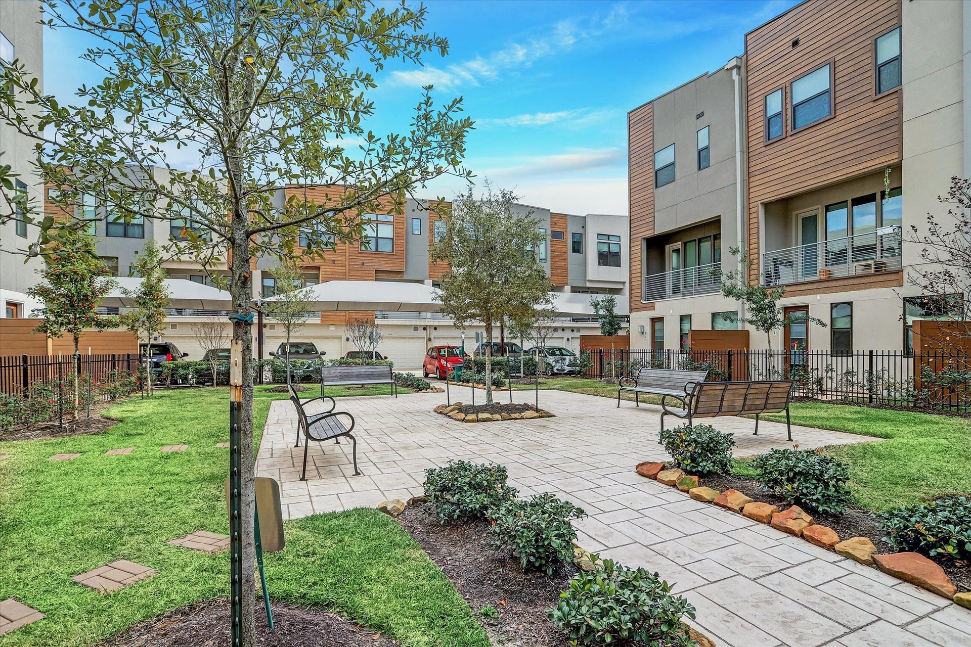 View of the courtyard in the middle of the complex