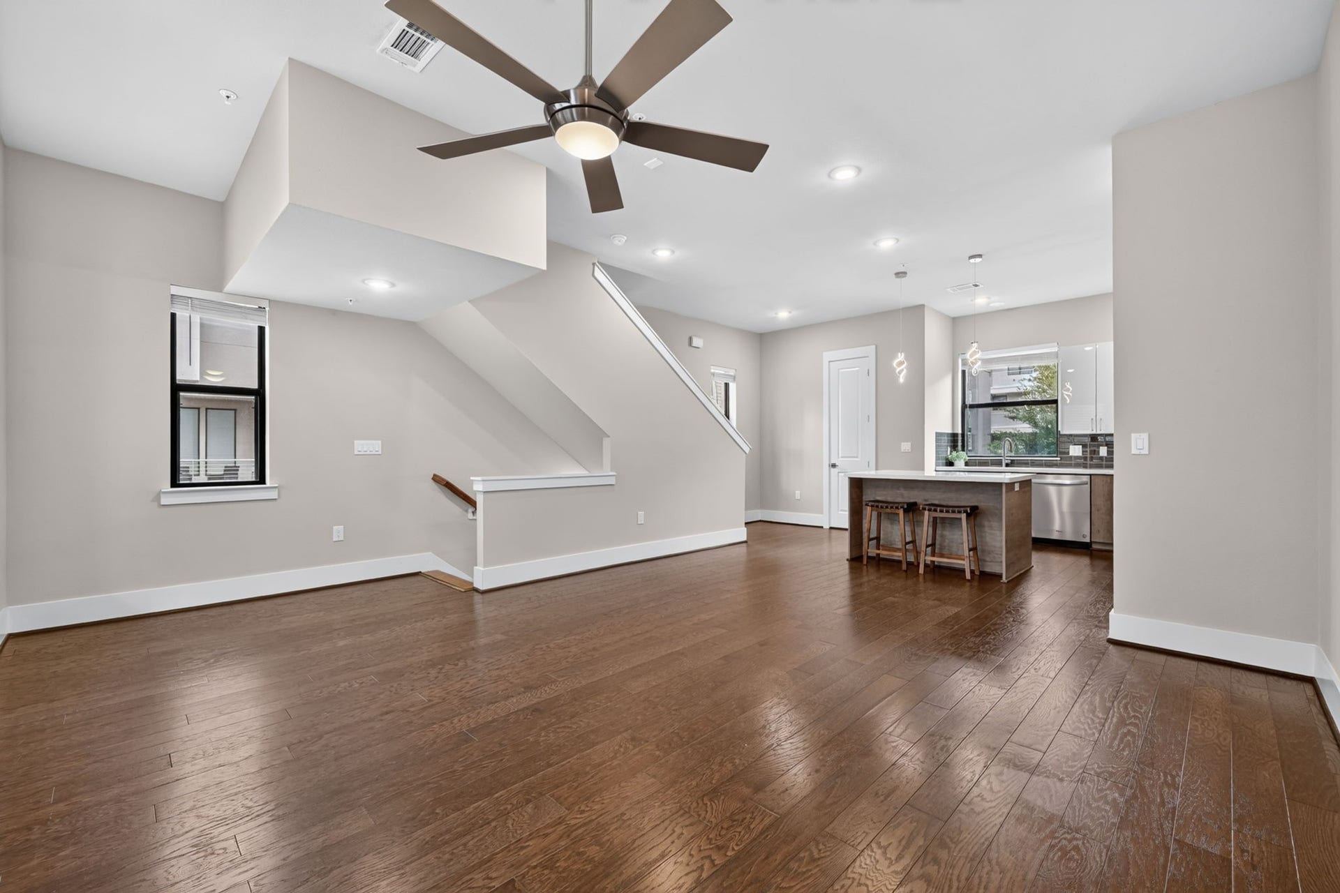 Please notice the hardwood flooring, neutral paint, LED lighting and recent ceiling fan