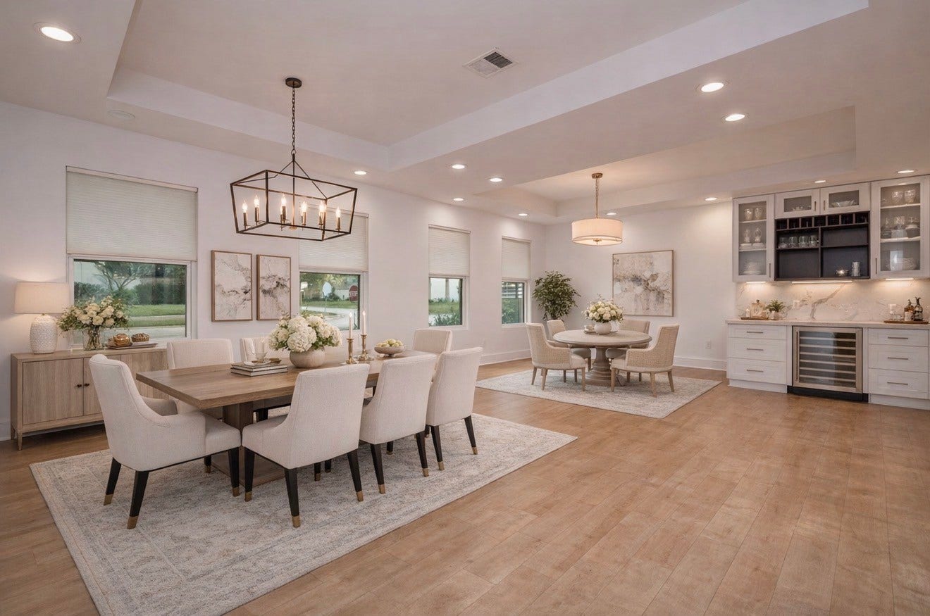 10603 Riverview Drive, Houston, TX 77042 Photos virtually staged. Open Floral Concept, formal dining room, opens up to the breakfast area and kitchen