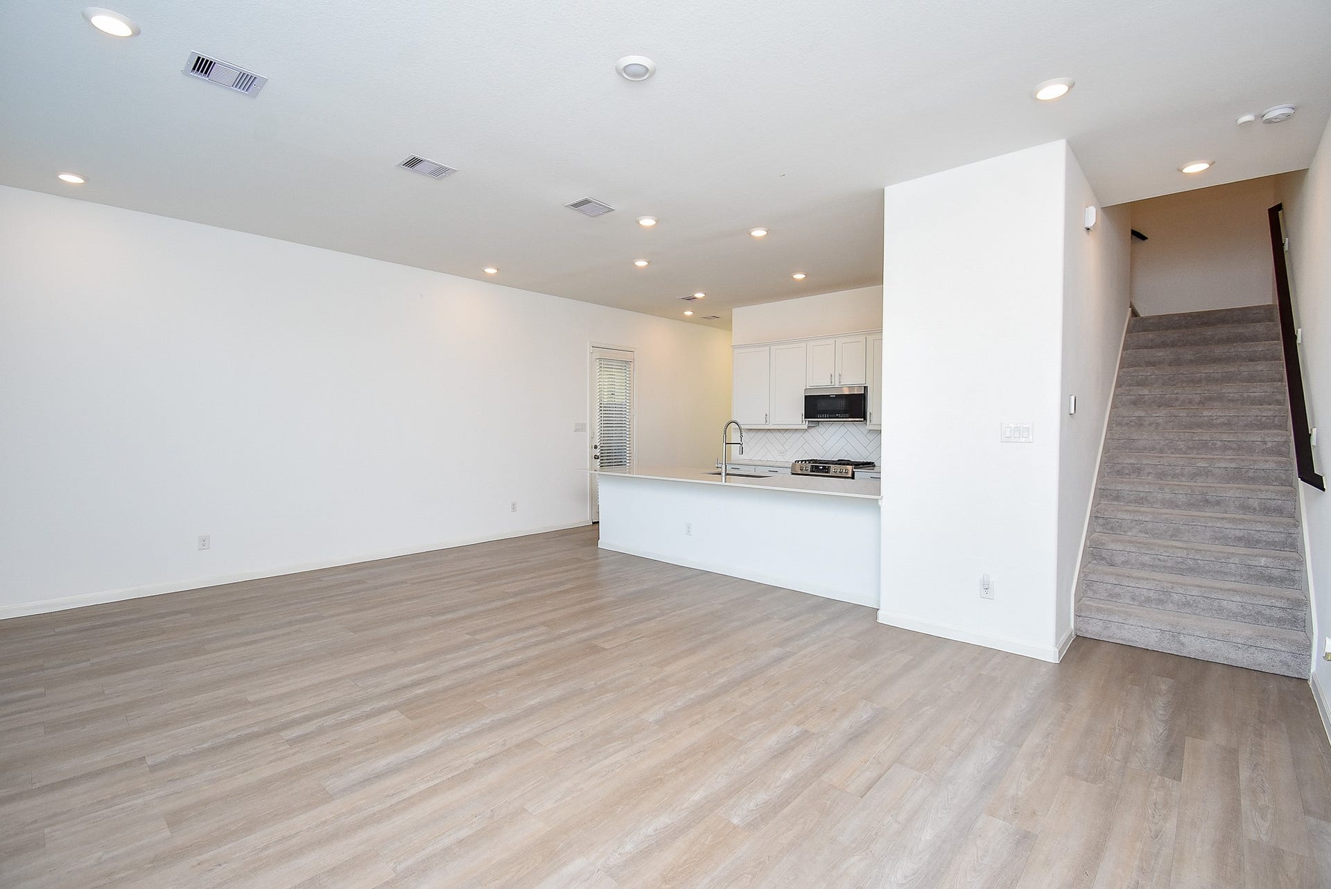 Another angle of the living/dining space