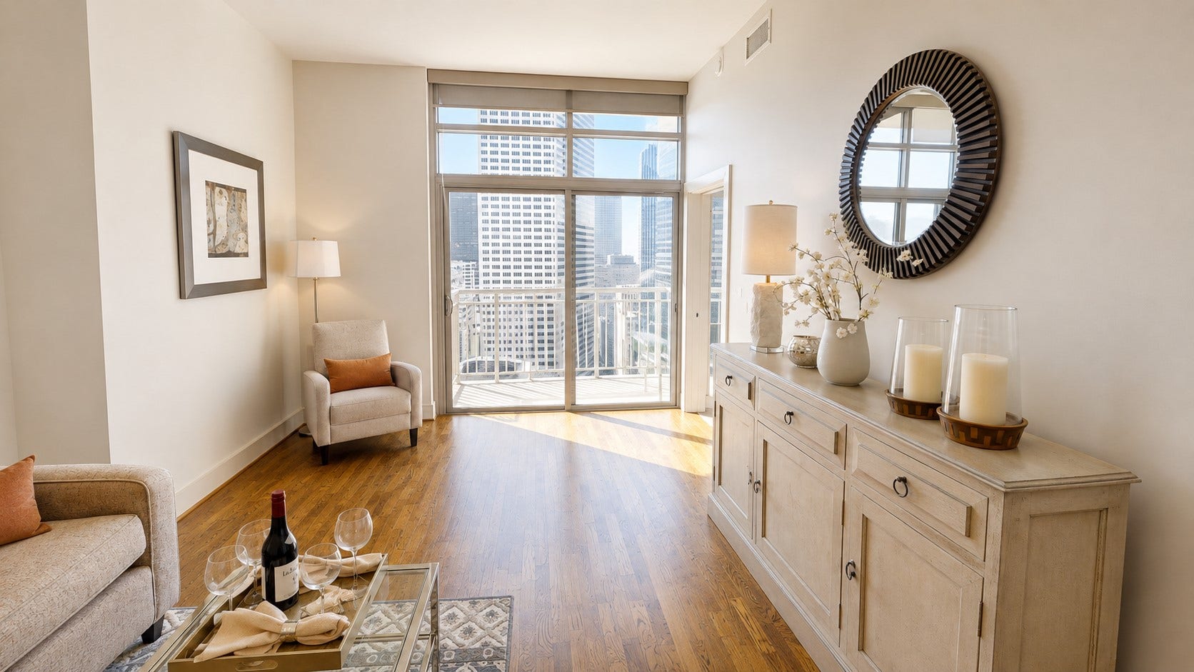 1400 McKinney Street, #2306, Houston, TX 77010 This is the kind of space that makes you want to stay awhile. Sunlight fills the living area, while the balcony brings the city just a little closer to home.