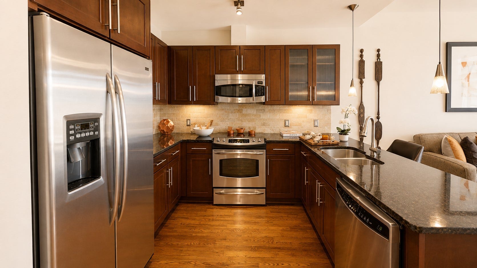 1400 McKinney Street, #2306, Houston, TX 77010 Everything you need is right here, with generous cabinetry, granite countertops, stainless-steel appliances and plenty of workspace for everyday cooking.