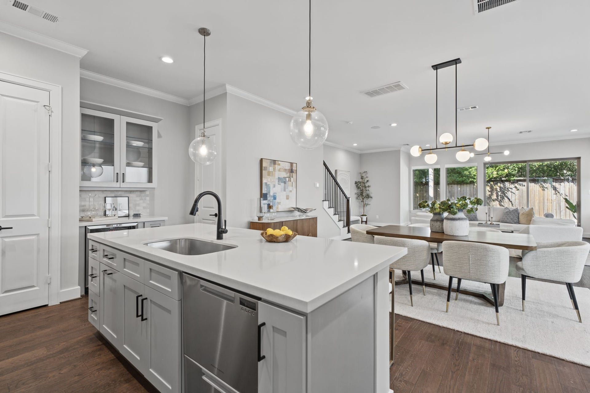 1538 Vermont Street, #A, Houston, TX 77006 The open layout allows the kitchen to flow effortlessly into the dining and living spaces, creating an inviting atmosphere for hosting and daily life.