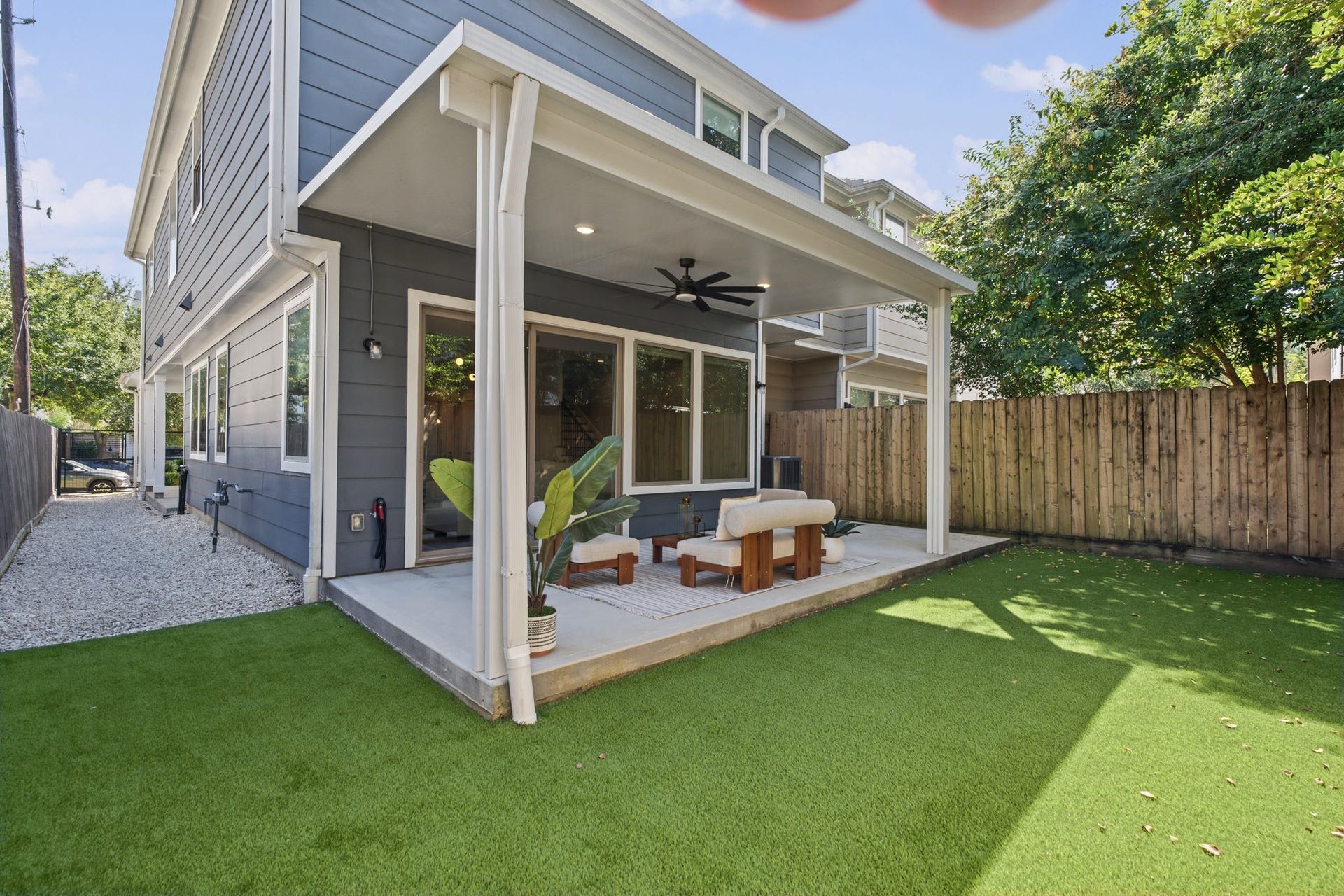 1538 Vermont Street, #A, Houston, TX 77006 An inviting covered patio extends the living space outdoors, with a ceiling fan and room to create a comfortable lounge or al fresco dining area. Brand new turf installed!