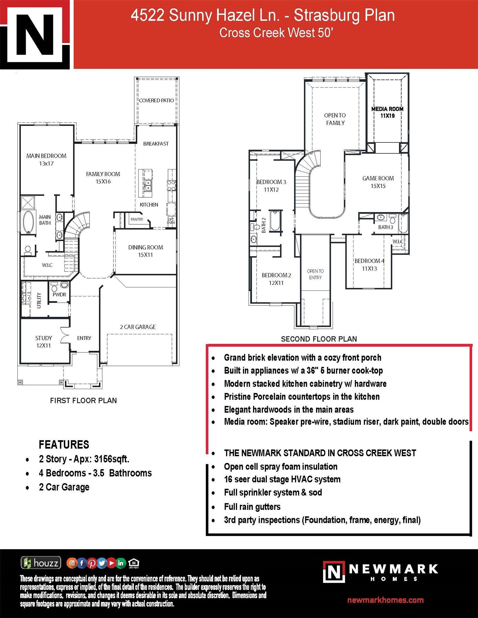 4522 Sunny Hazel Lane, Fulshear, TX 77441 Strasburg Floorplan