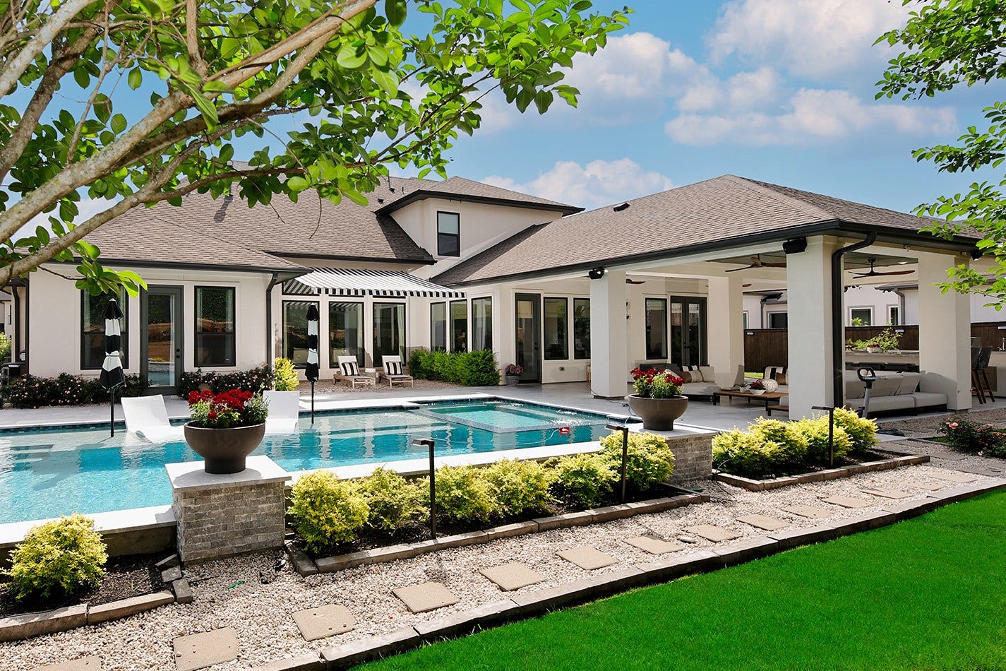 2017 Bennet Lane, Conroe, TX 77384 Thoughtfully designed for entertaining, this spectacular backyard blends blooming gardens, refined outdoor living, and a private setting