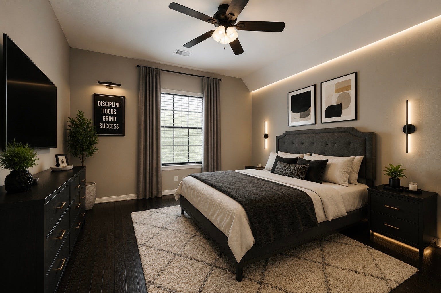 6323 Orange Blossom Lane, Rosenberg, TX 77471 virtual stage for a clean modern look for your one of your guestrooms.