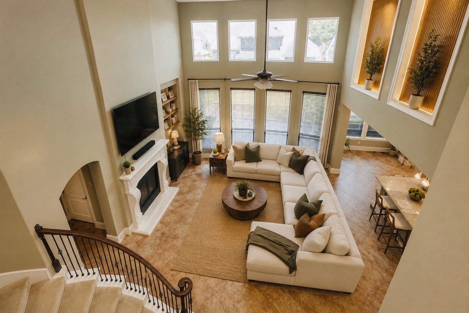 6323 Orange Blossom Lane, Rosenberg, TX 77471 virtual stage showing you different colors and ideas to make your living room your dream family area