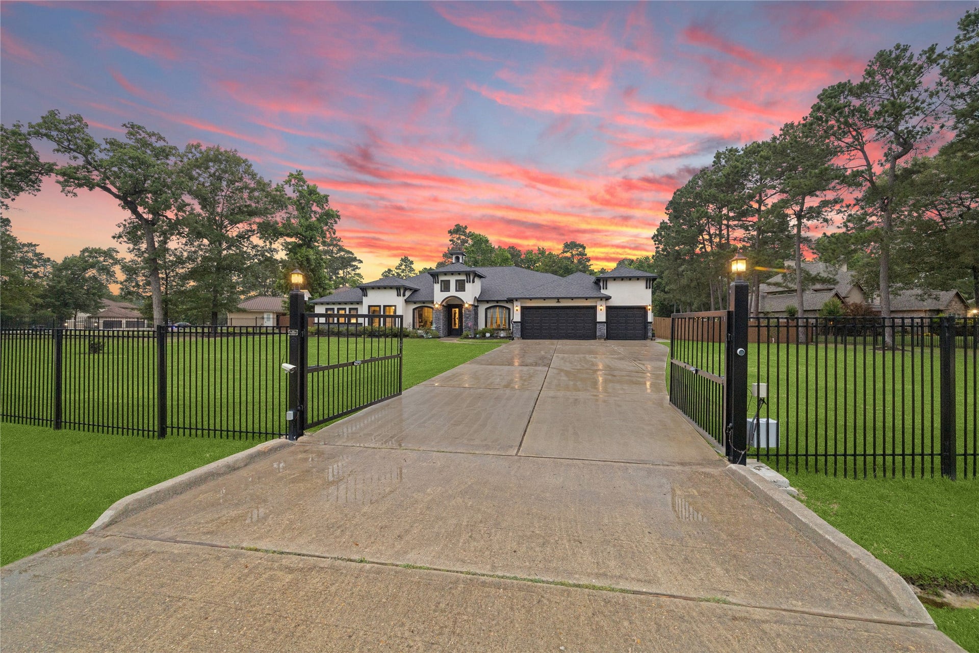 27303 E Benders Landing Boulevard, Spring, TX 77386 Welcome to Custom Luxury Living! This exceptional custom-built home in Benders Landing, featuring a private automated gate entrance, expansive driveway, and beautiful maintained grounds.