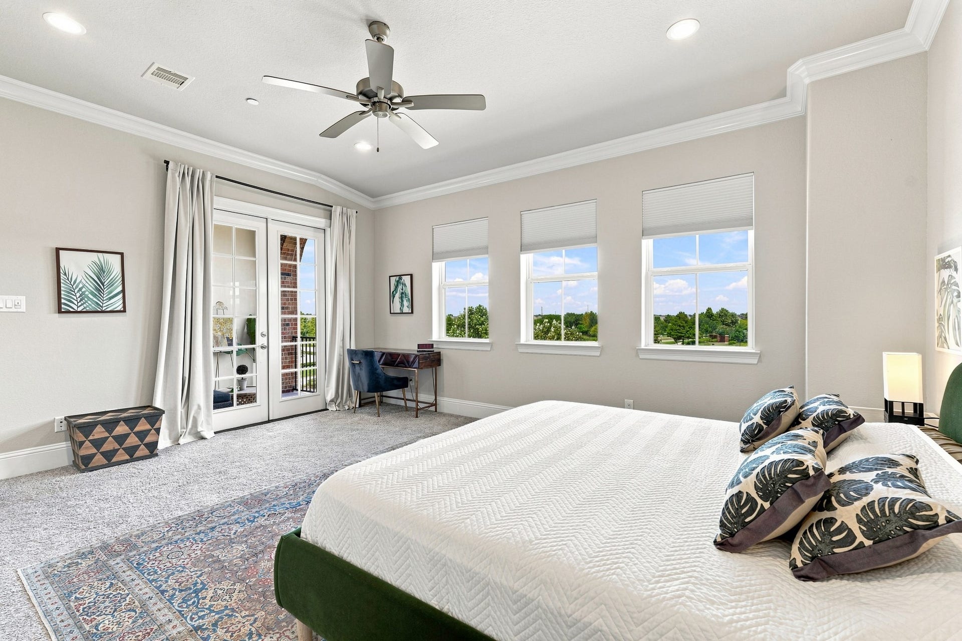 183 Grace Point Drive, Sugar Land, TX 77498 Primary bedroom with french doors to the private balcony