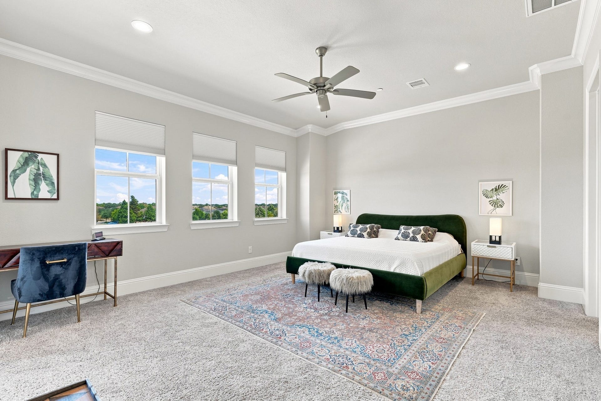 183 Grace Point Drive, Sugar Land, TX 77498 Primary bedroom suite with blackout shades, private balcony and an amazing view
