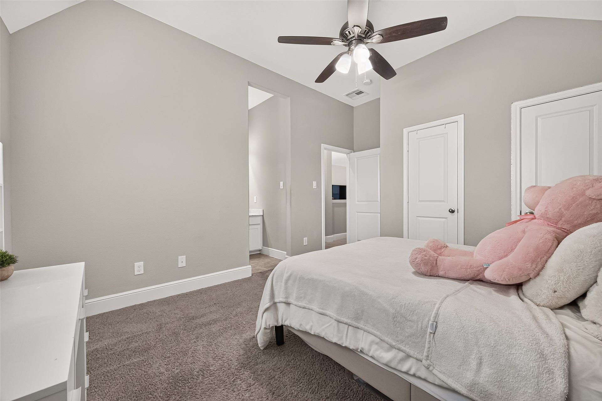 The other two bedrooms and shared by jack and jill bath and a split floor plan from the other bedroom up.