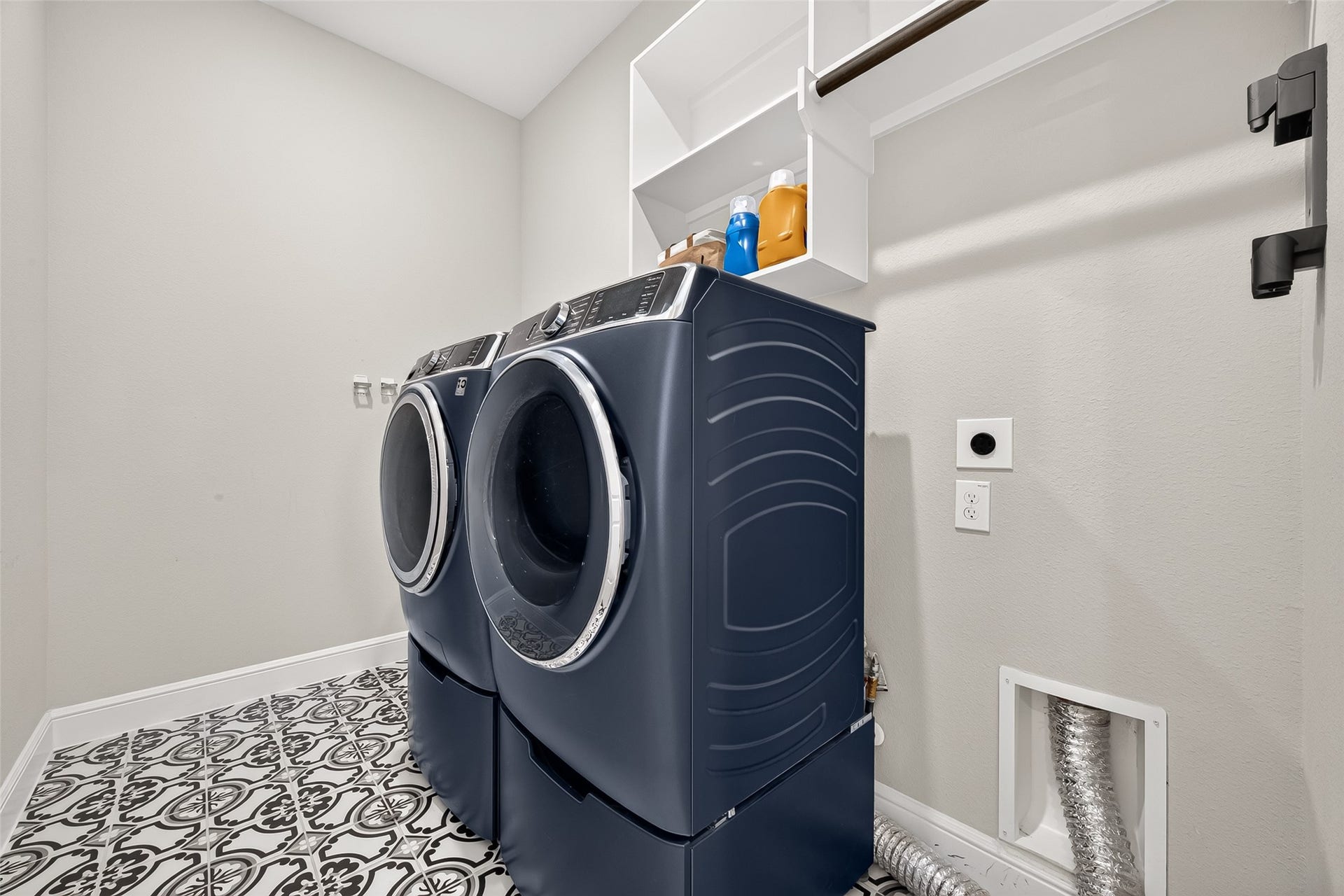 Spacious utility room with ample space.