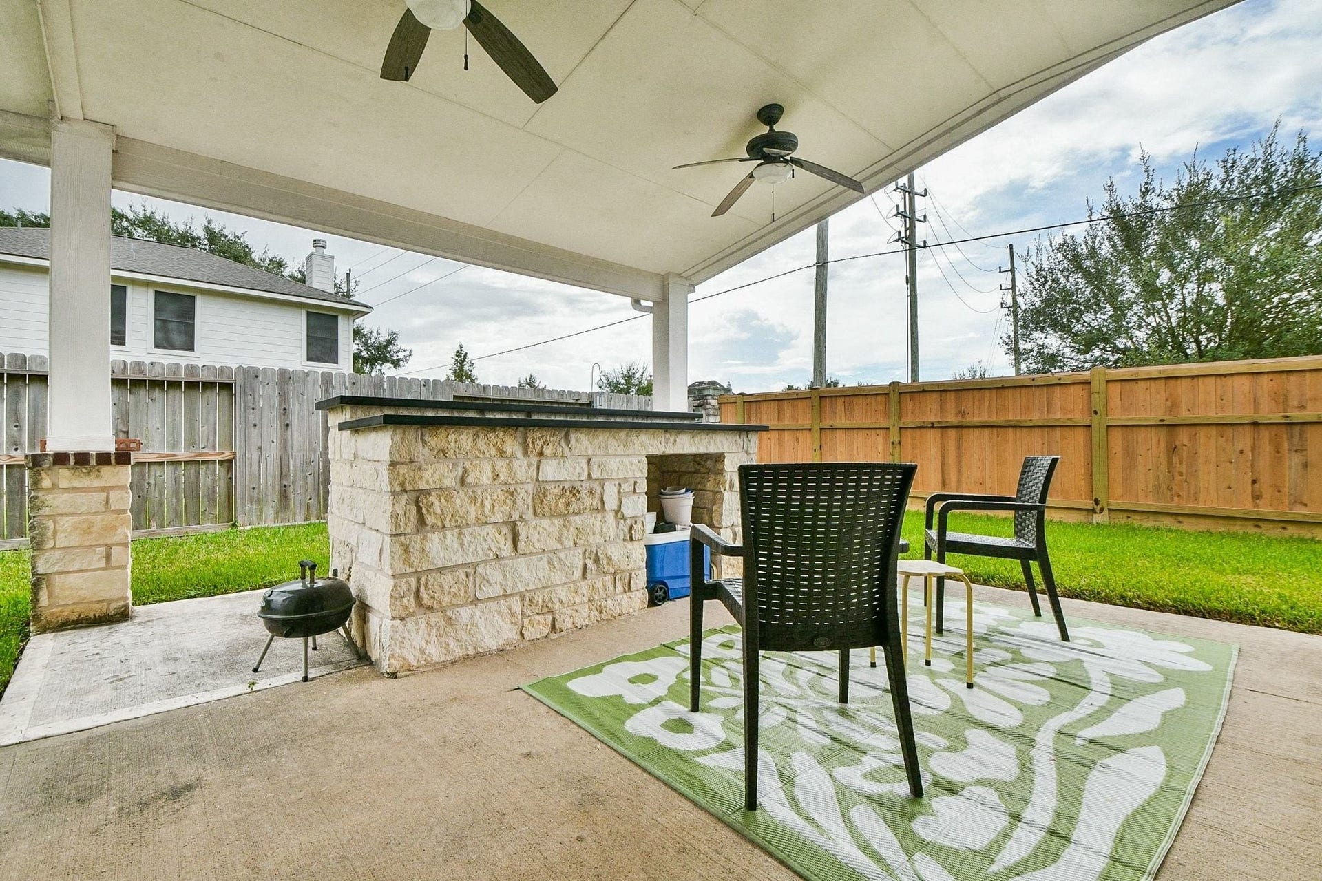 11102 Bandit Trail Drive, Houston, TX 77095 Backyard Patio with Island