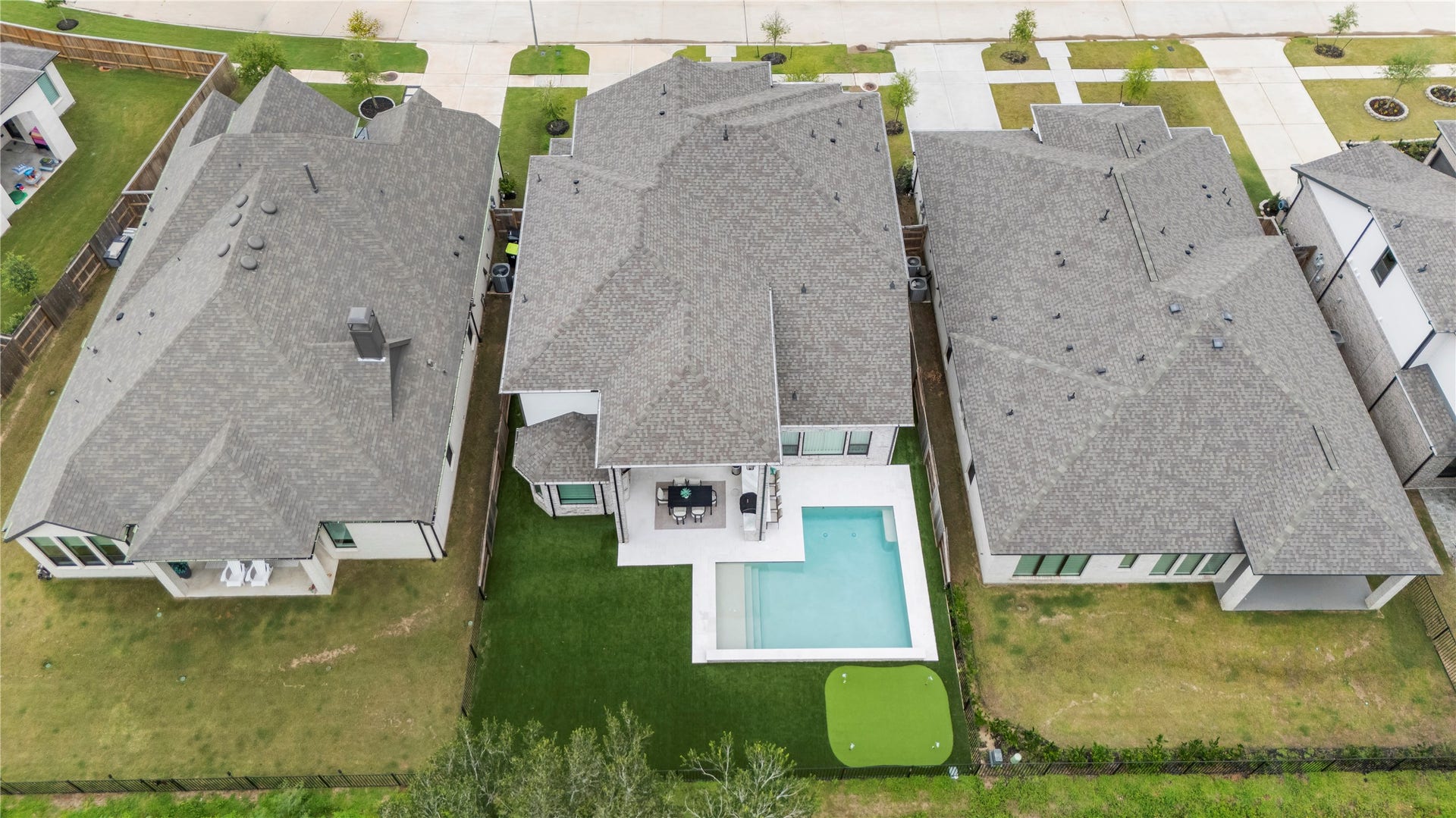4439 Southpoint Way, Fulshear, TX 77441 Aerial view of backyard.