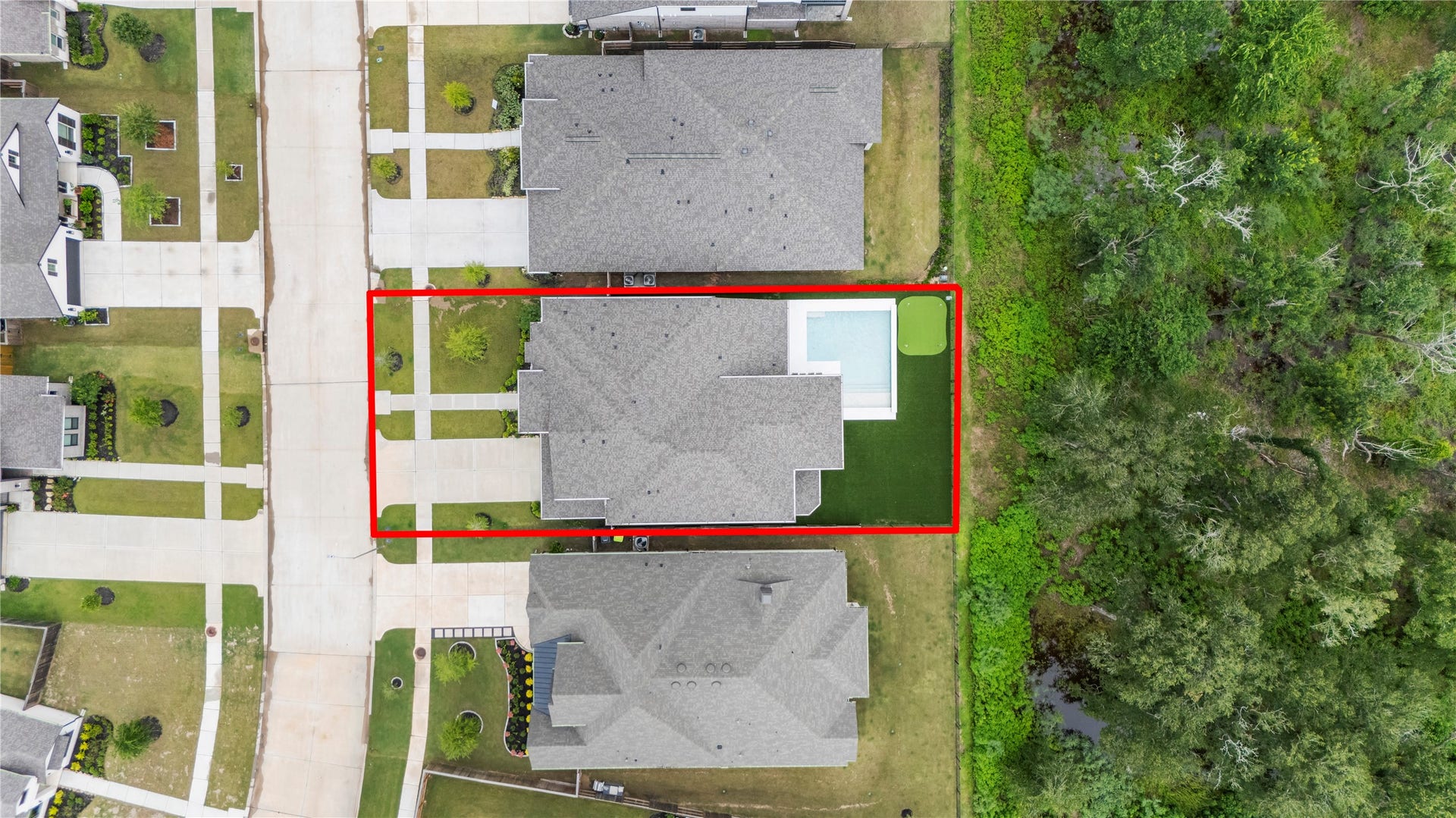 4439 Southpoint Way, Fulshear, TX 77441 Aerial view from directly over the property.