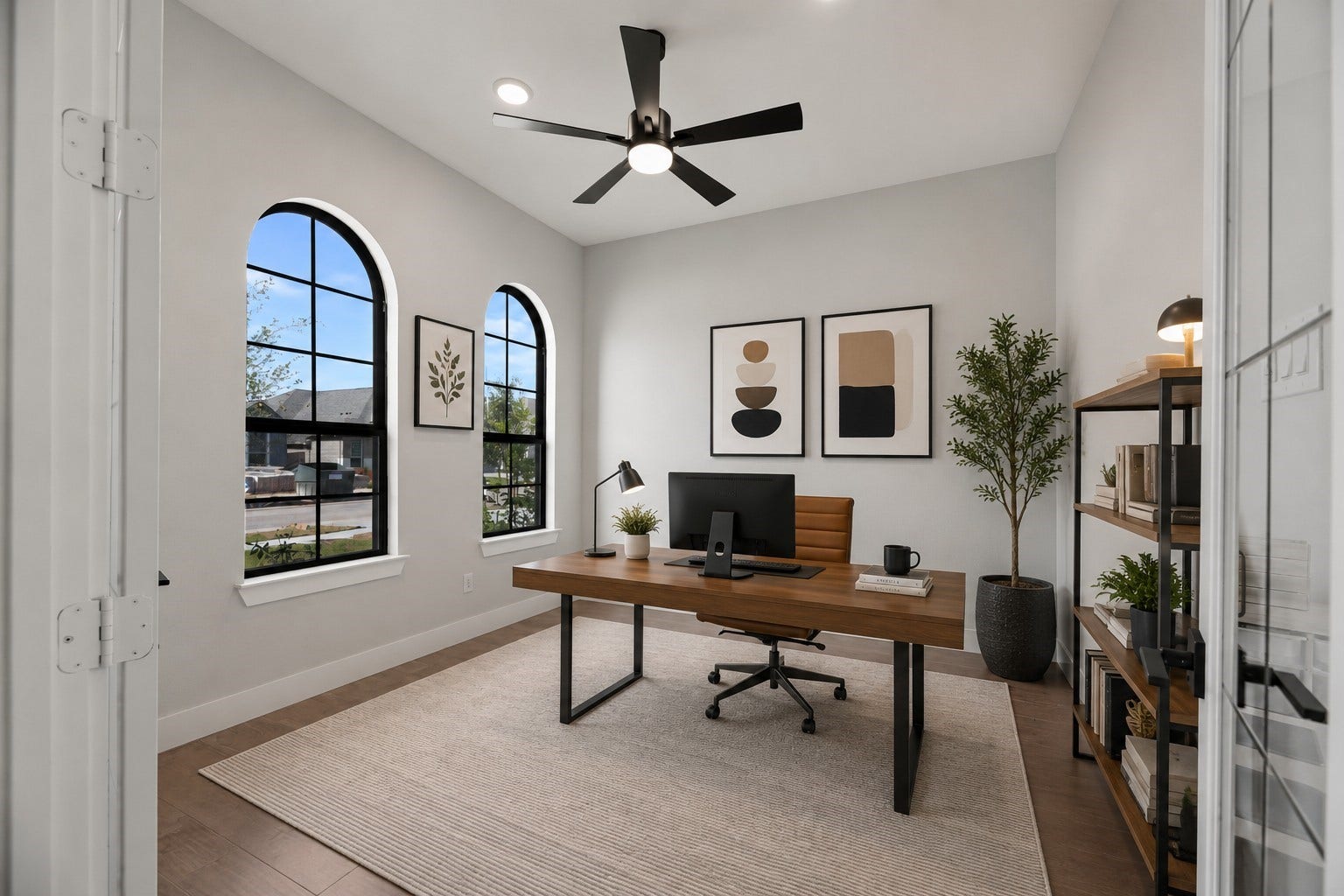 4439 Southpoint Way, Fulshear, TX 77441 Home office/study behind French doors on the left as you enter the home. (virtually staged)