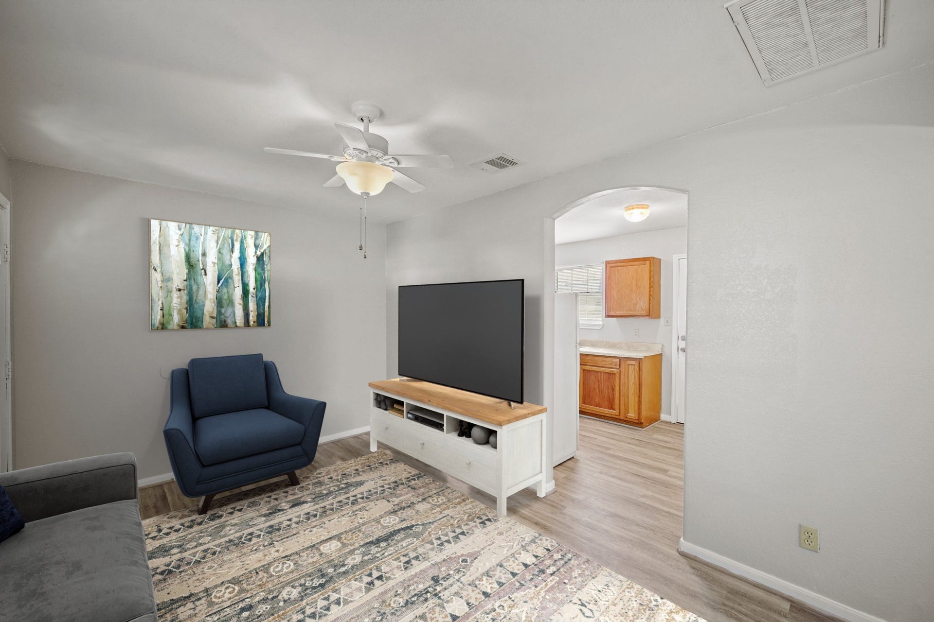 Virtually staged family room