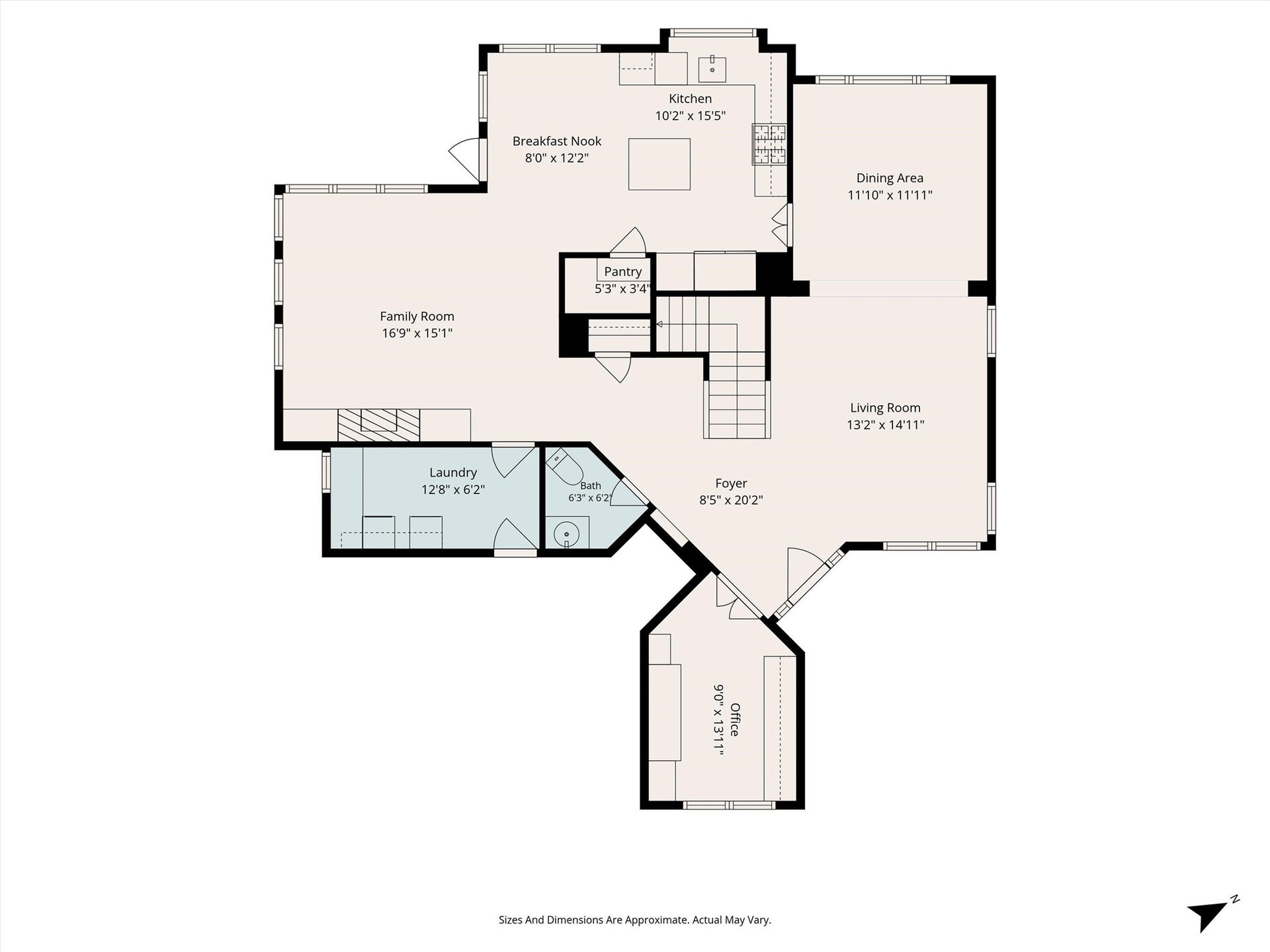 First Floor Plan *sizes and dimensions are approximate*